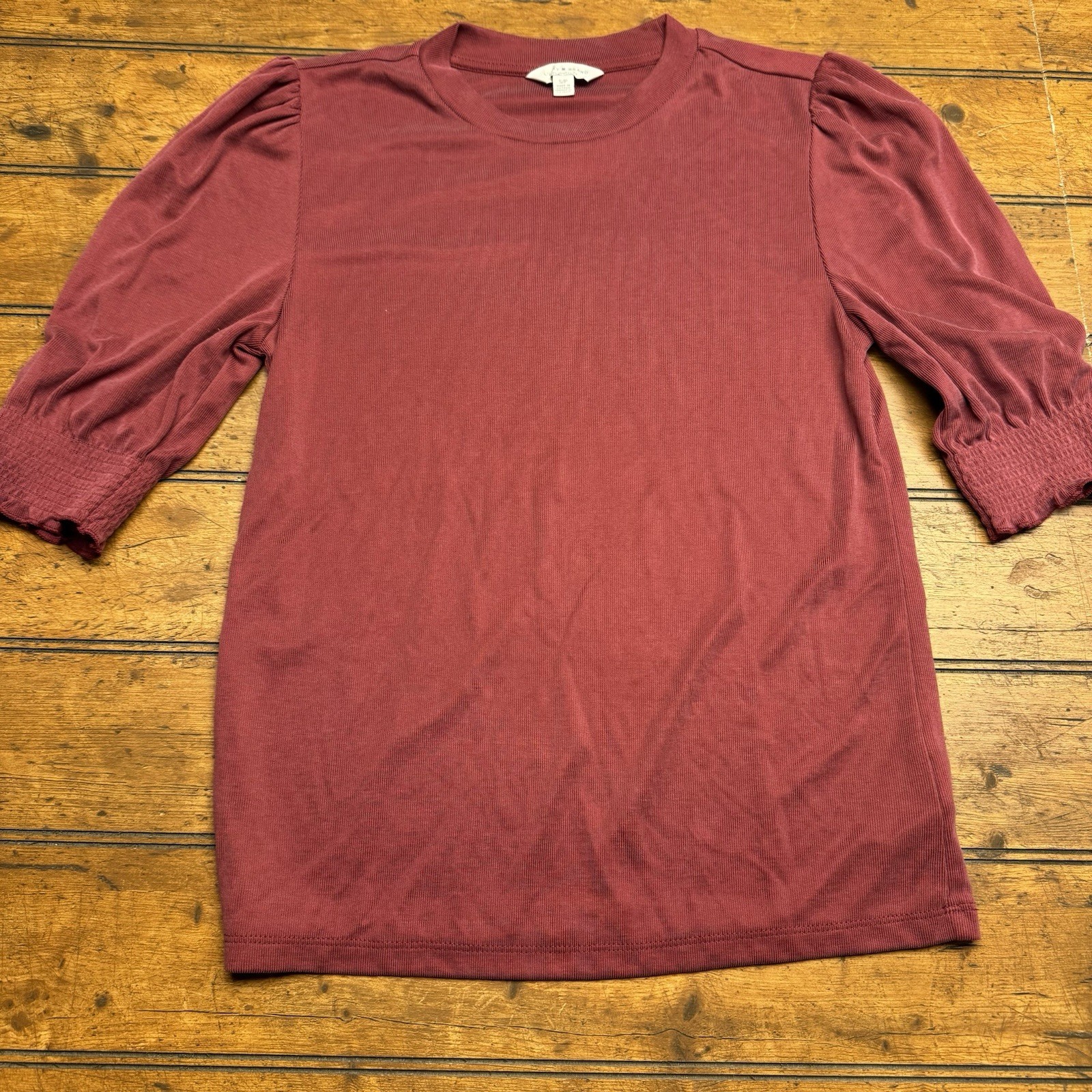 Lucky Brand Women's Small Pullover Ruffle Sleeve Top Coral Reddish