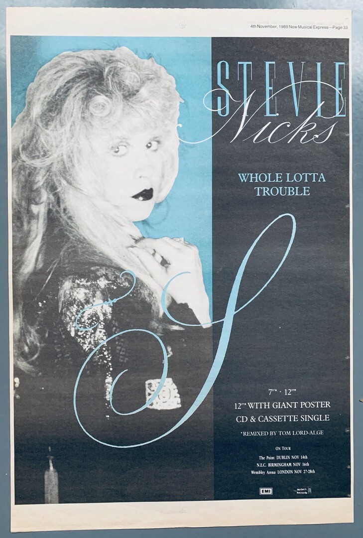 STEVIE NICKS 1989 UK ADVERT WHOLE LOTTA TROUBLE Fleetwood Mac