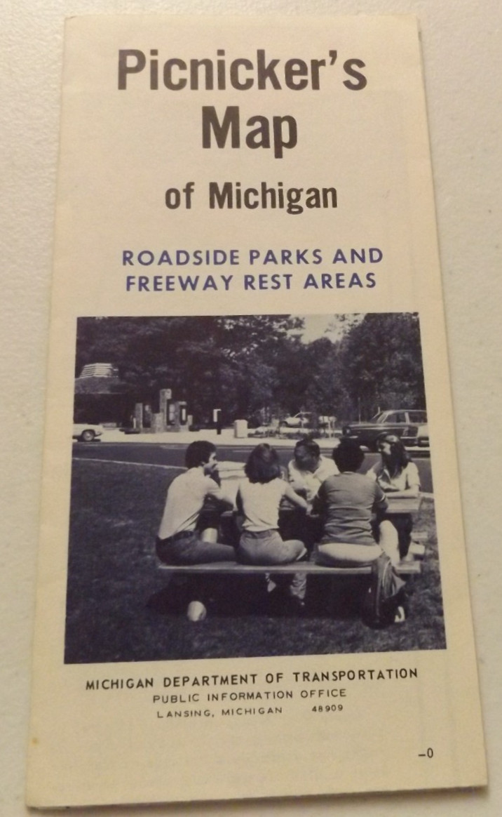 Vintage PICNICKER'S MAP of Michigan Roadside Parks and Freeway Rest Areas