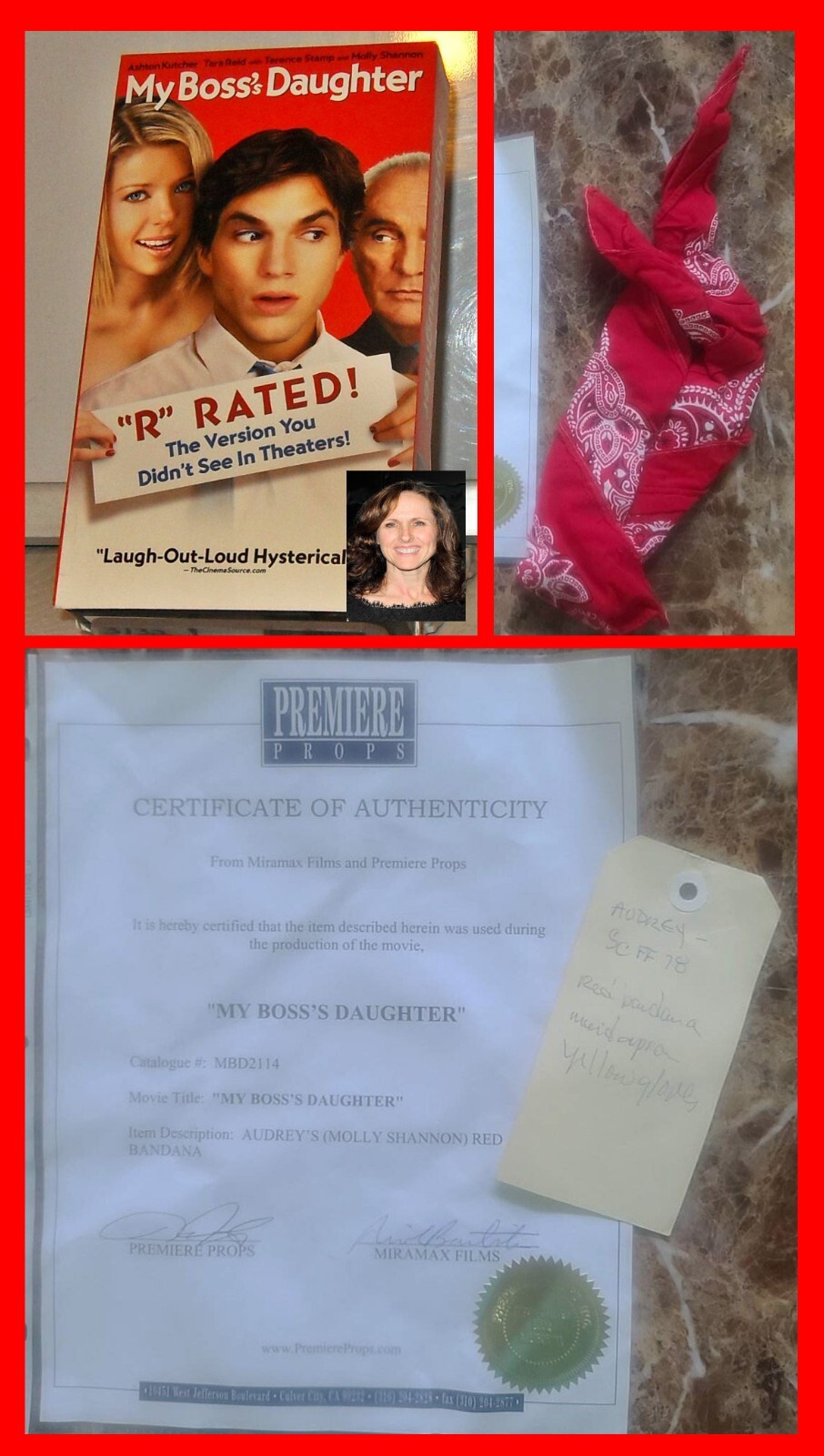 MY BOSS'S DAUGHTER: Molly Shannon scarf w/Tag & Studio COA