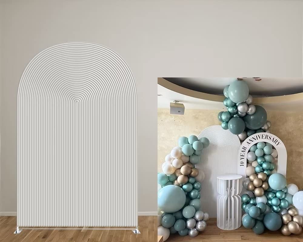 White Ripples Arch Stretchy Fabric Covers for Parties Double-Sided 6ft Arched...