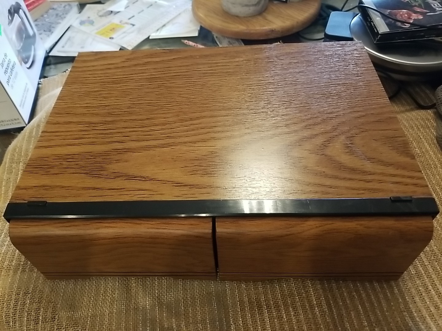 Vintage Faux Wooden VCR Tape Holder Storage Cabinet Case Holds 18 