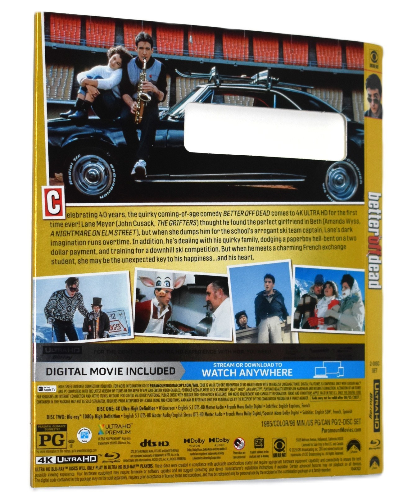 UHD SLIPCOVER ONLY - Fits: Better Off Dead  Ultra HD 4K Blu-ray - SLIPCOVER ONLY