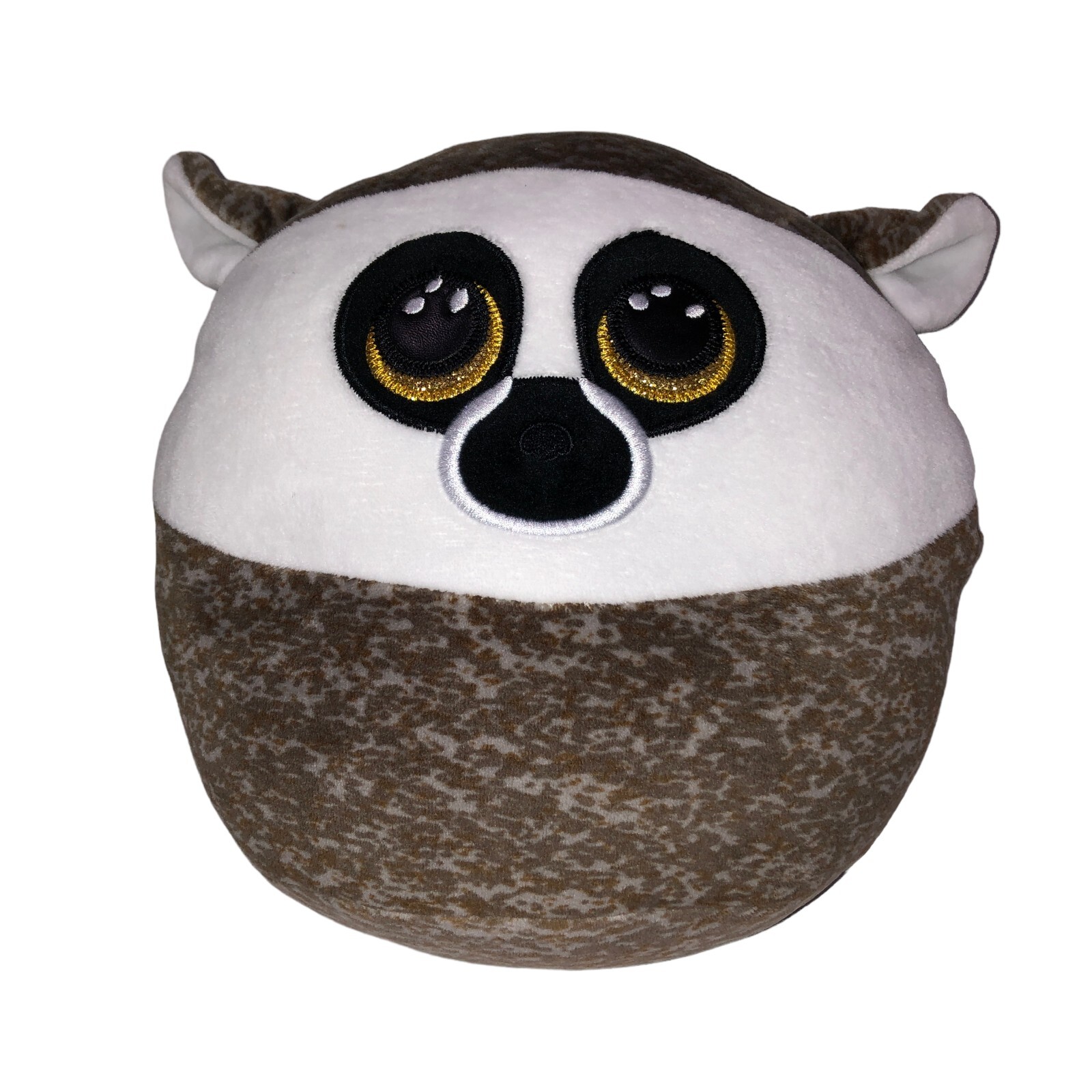 TY Squish a Boo Linus Lemur Stuffed Toy White Brown Soft Plush Animal 8"