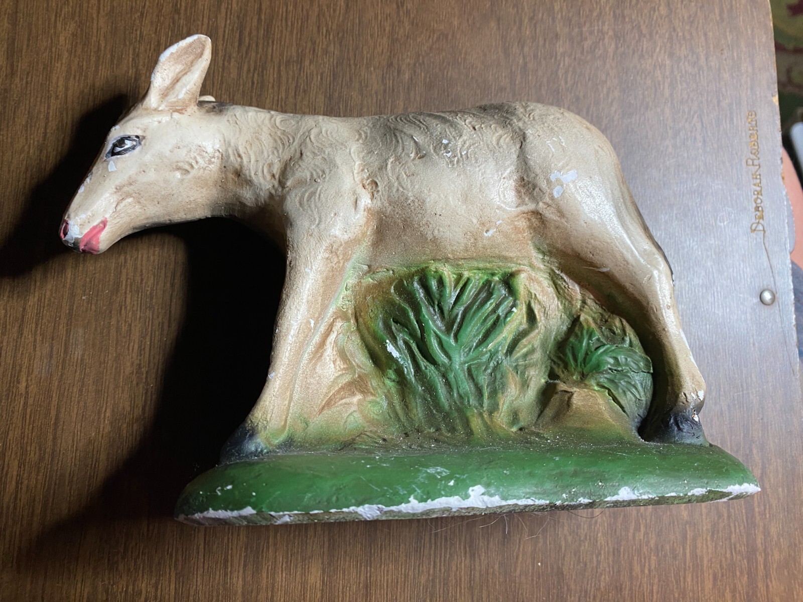Vintage Nativity Chalkware Chalk Ware Plaster Standing Donkey 1940s-1950s 5"T