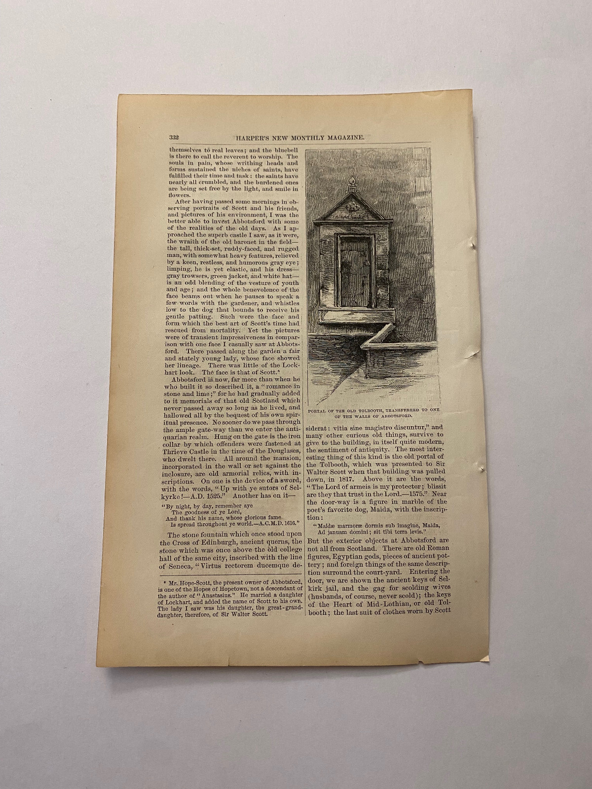 Portal Old Tolbooth Heart of Midlothian Lowlands Scotland c. 1872 Print (A)