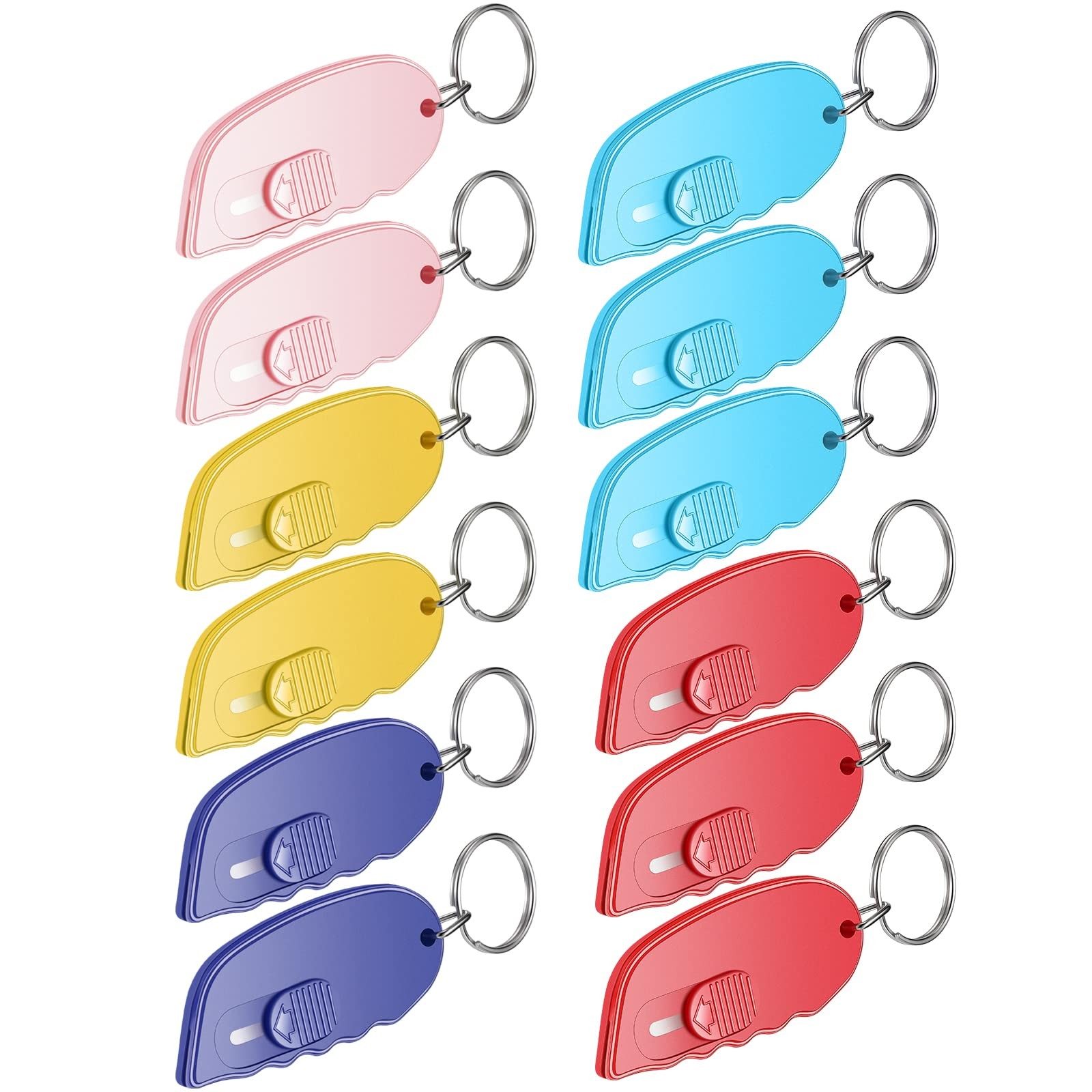 Minatee 12 Pack Mini Box Cutter Portable Keychain Classical Color 