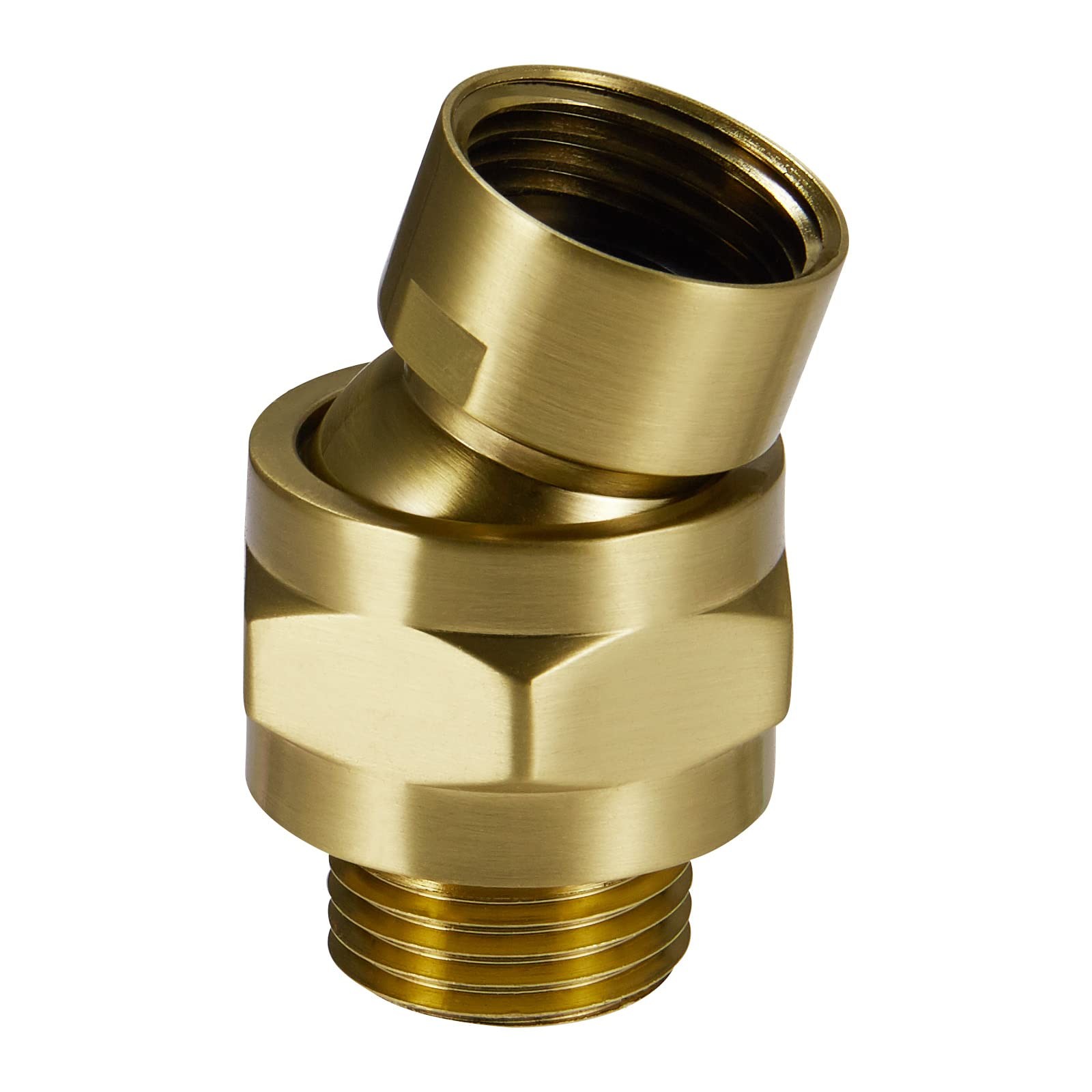 Solid Brass Shower Head Swivel Ball Adapter, Adjustable G1/2“, Brushed Gold 