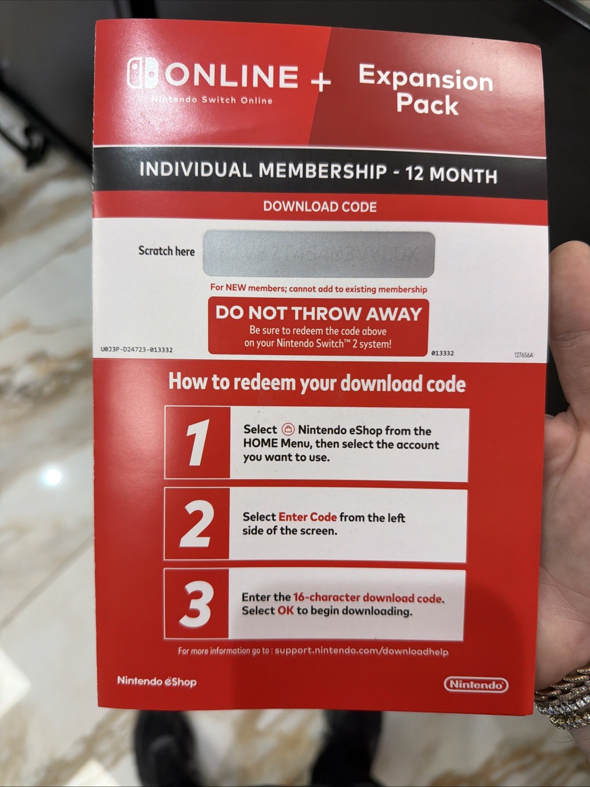 Nintendo Switch 2 Online+ Expansion Pack Individual Membership 12 Month Key Card