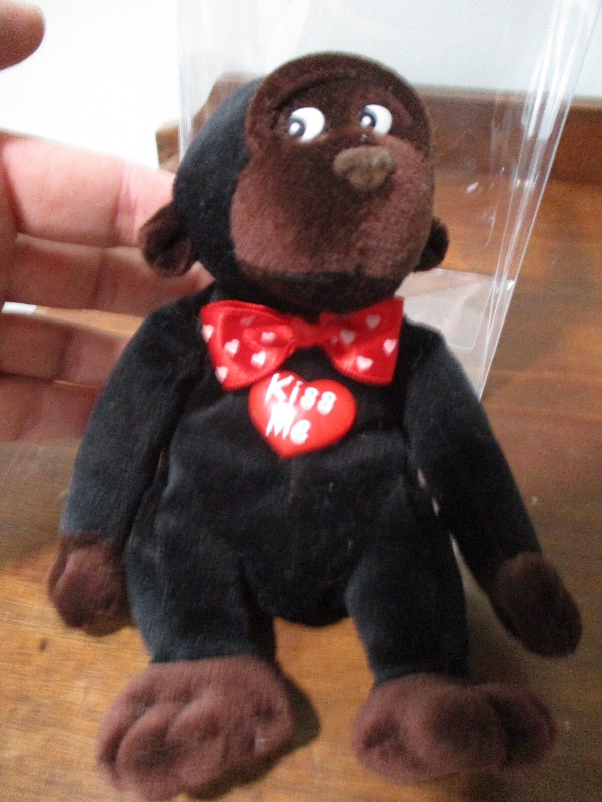 beanie babies Kiss Me monkey ape red hearts bow tie plush toy no tags unmarked