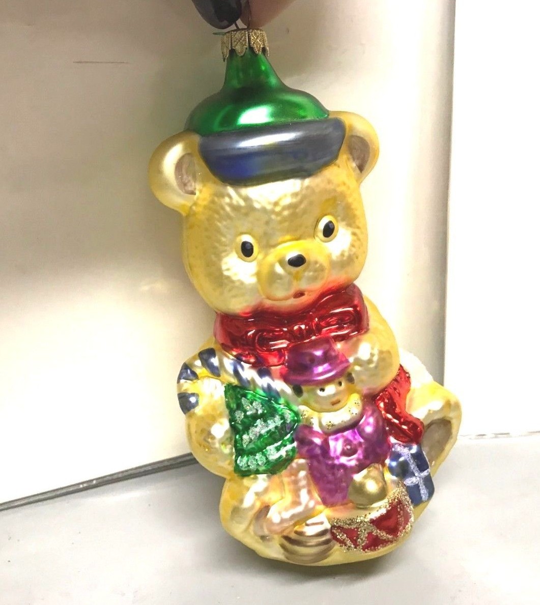  Vintage Bear Blown Glass Christmas Ornament 5" Tall - Light weight 