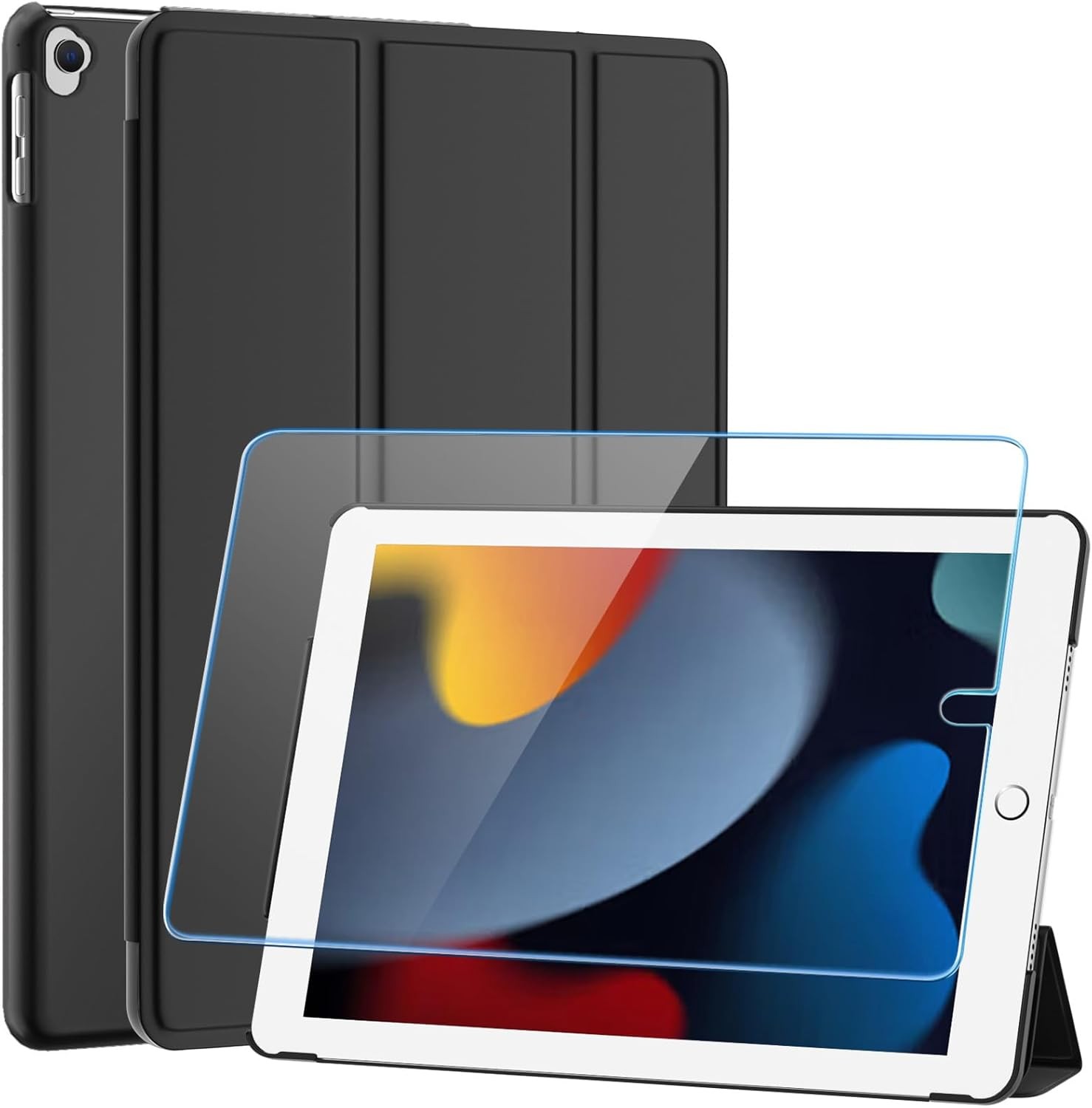 Case for 10.2 Inch iPad 9th Generation with Glass Screen Protector and Slim Stan