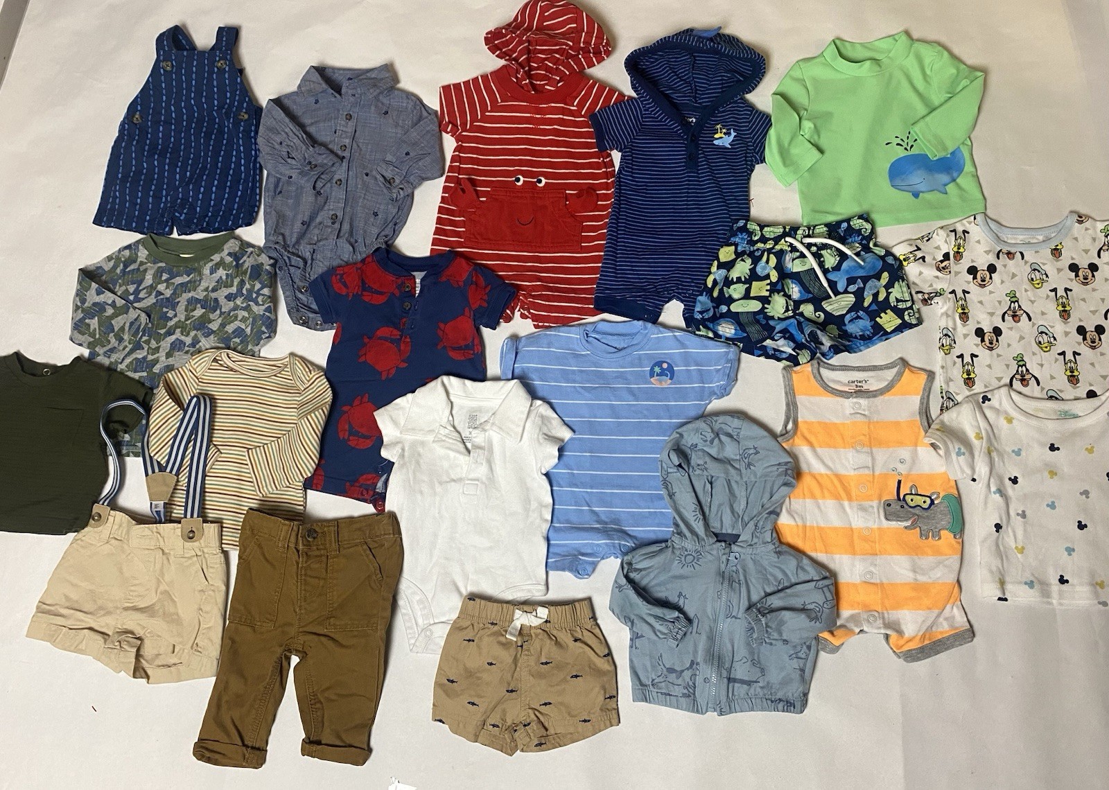 19pc 0-3M Baby Boys Clothes Bundle Rompers Pants Shorts Tops Swim Great Cond