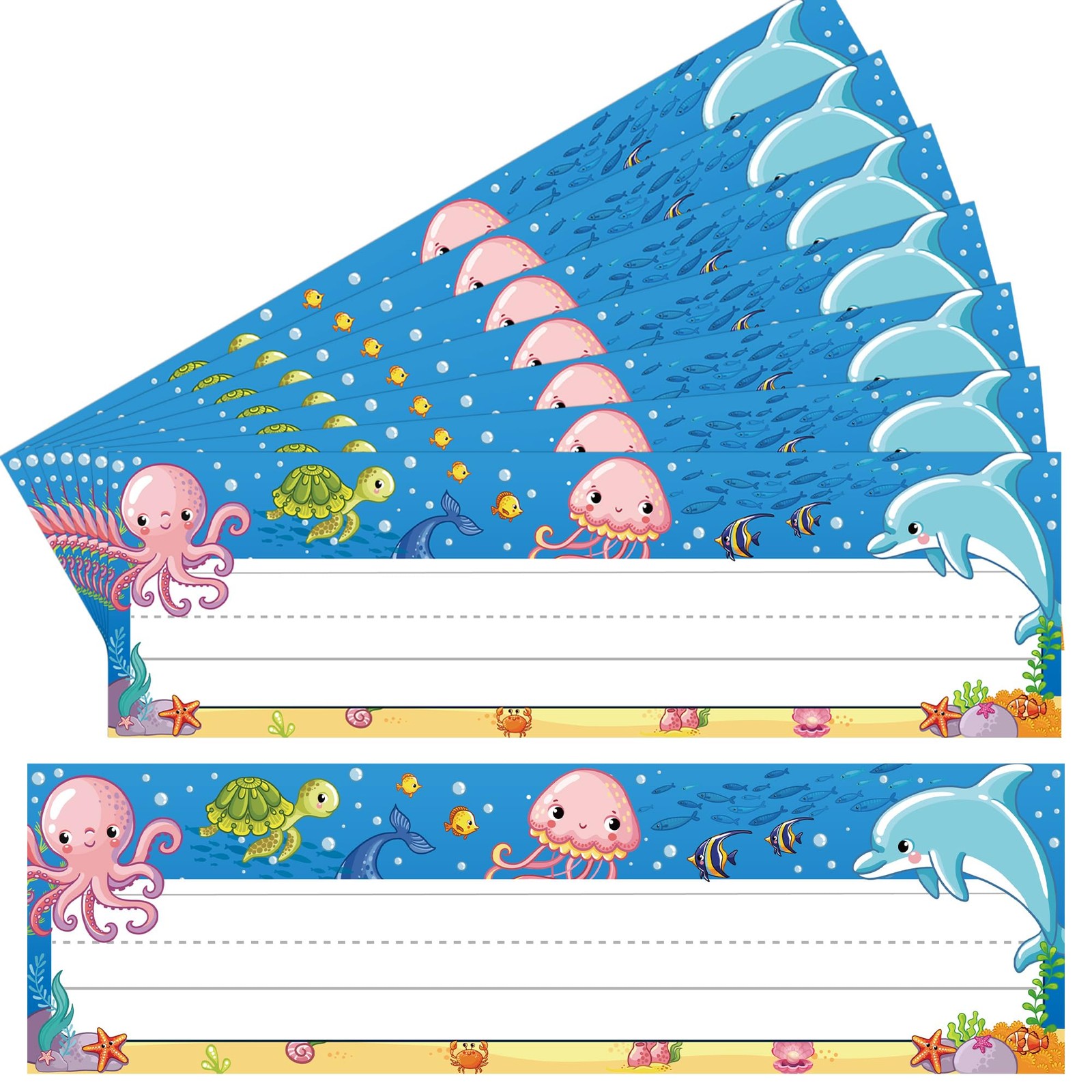 36 PCS Sea Animal Name Plates for Desks Ocean Animal Names Tags Classroom Des...