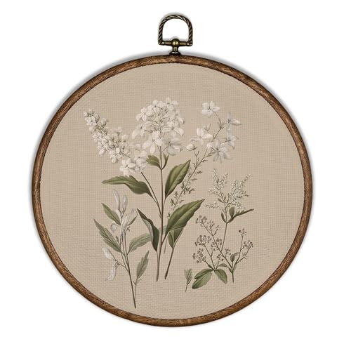  Vintage Flower Wall Art Decor, Boho Farmhouse Retro Modern Botanical Beige