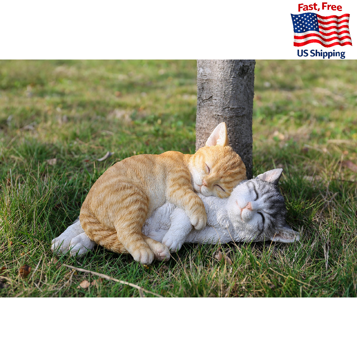 Hi-Line Gift 87757-K Orange & Grey Tabbies Cat Statue