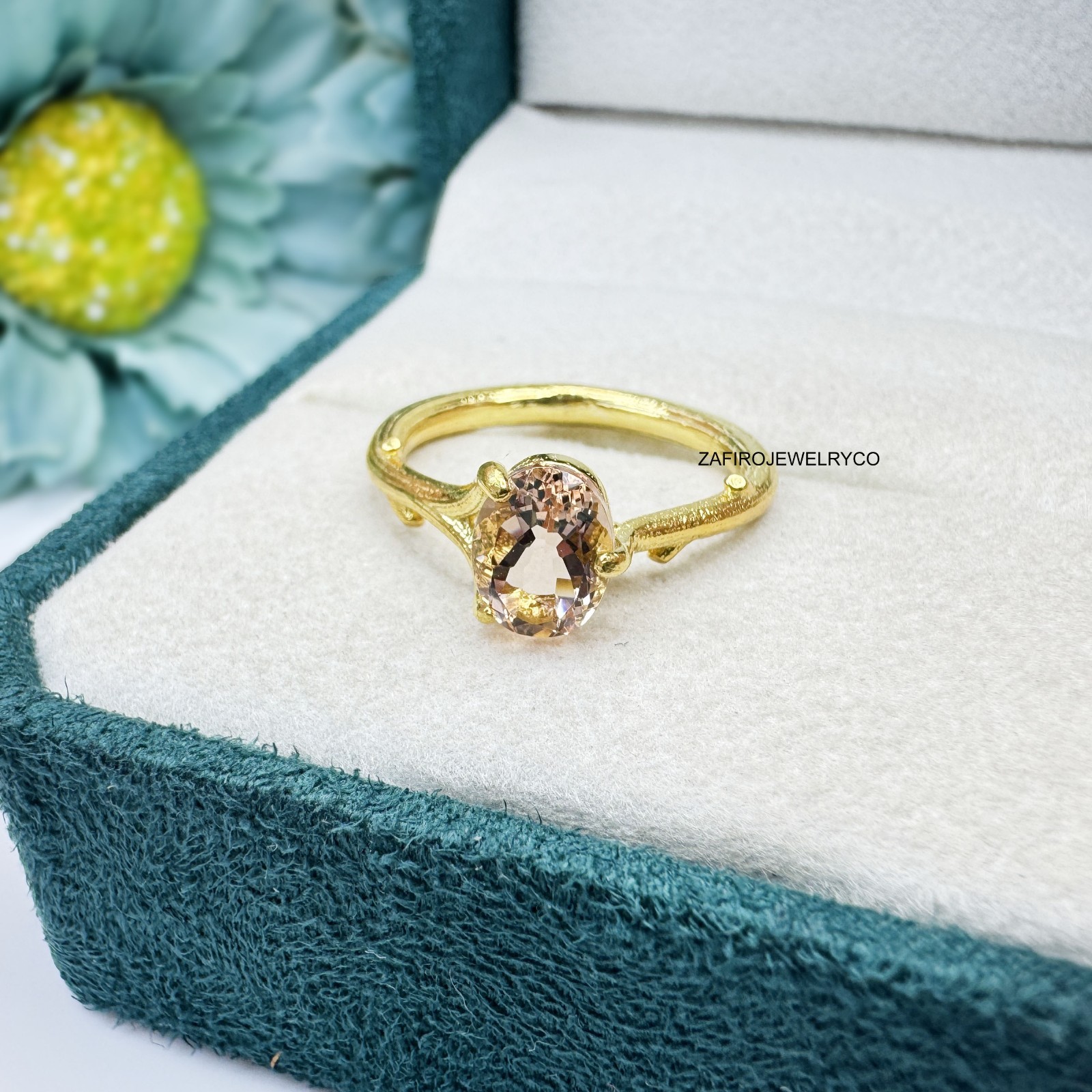 Morganite Ring, Birthstone Ring,925 Sterling Silver, Anniversary Ring, Pave Ring