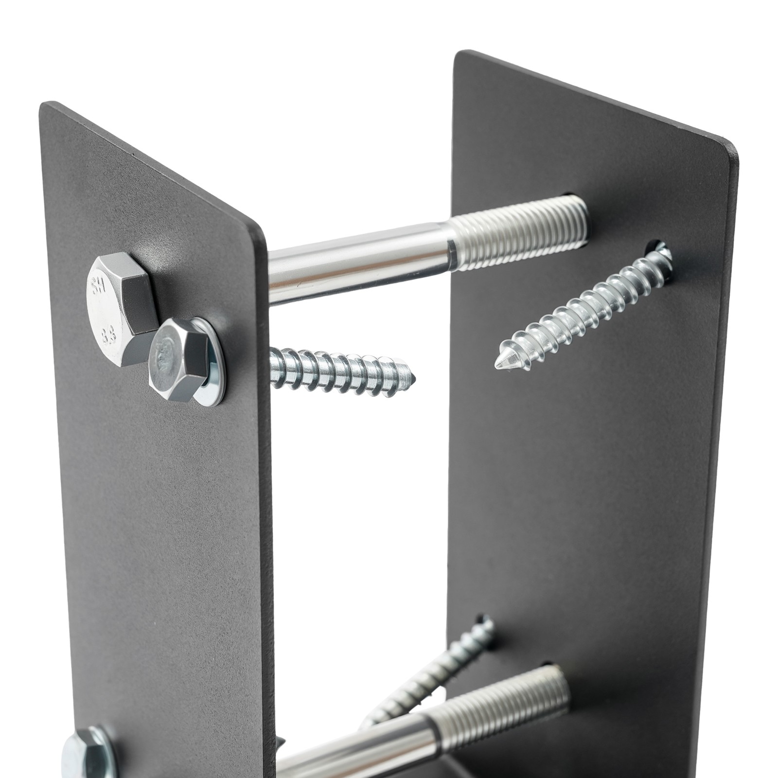 U-Shaped Carbon Steel Post Base Holder for Concrete Foundations - Black