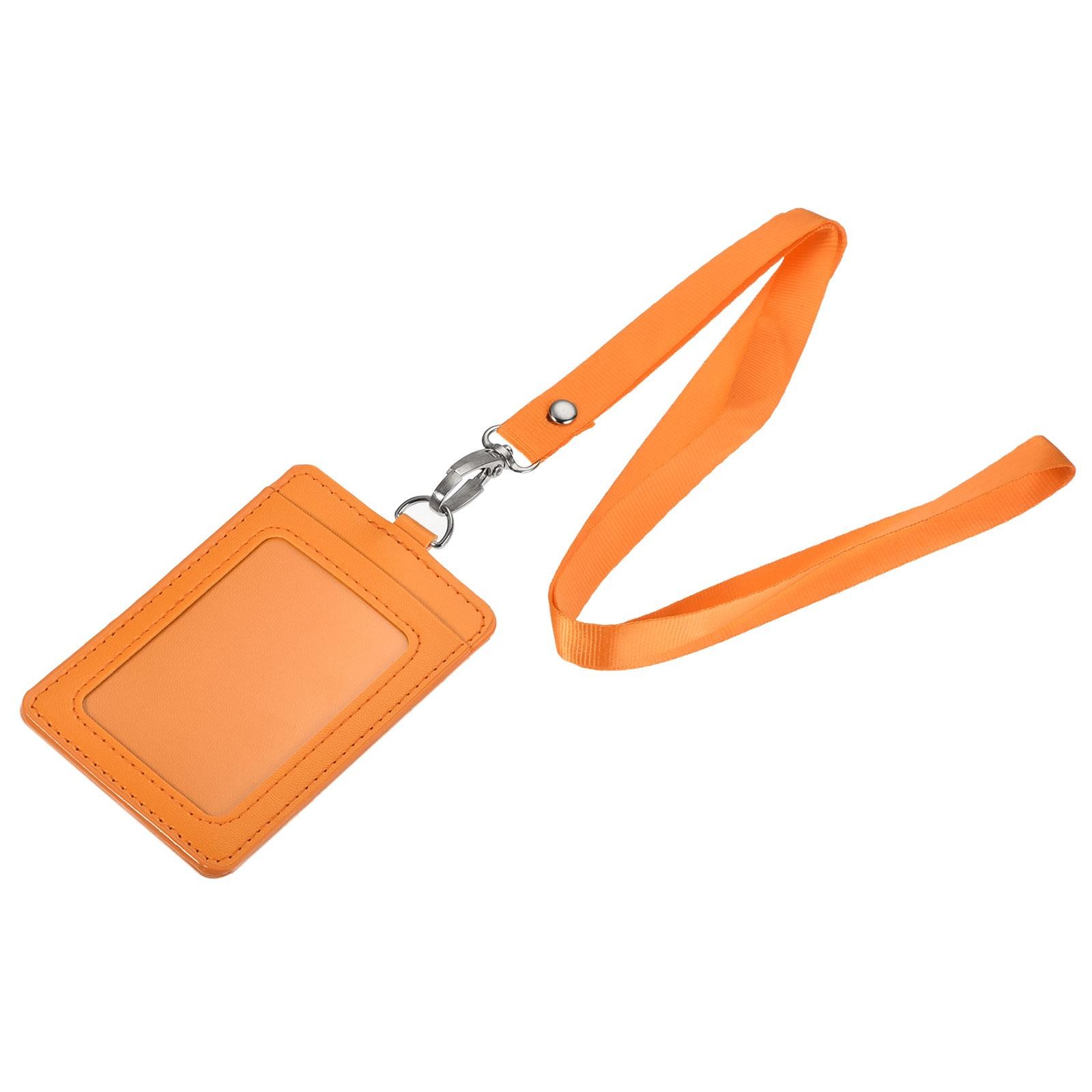 Badge holder 11x7.4cm vertical PU ID card holder card holder orange