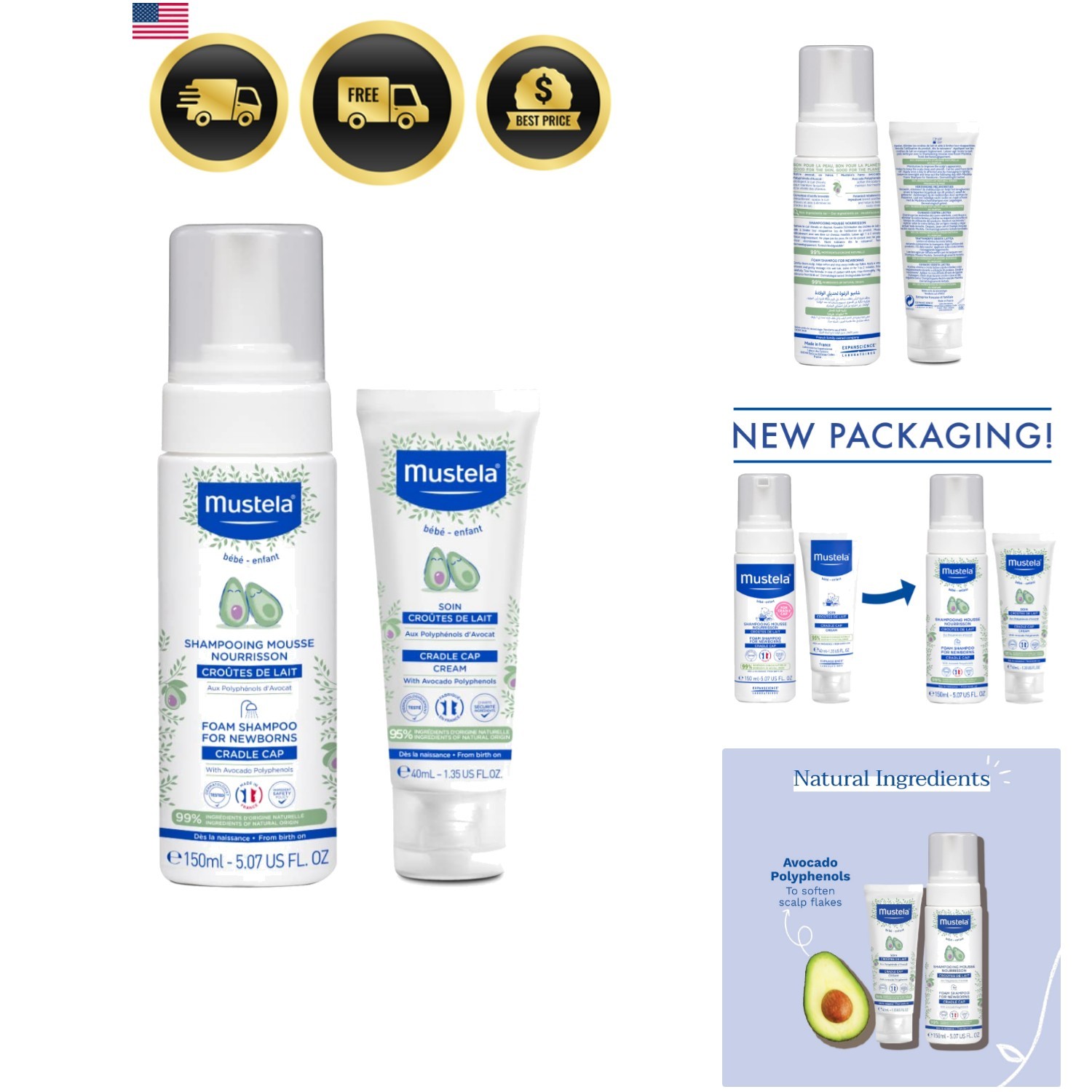 Cradle Cap Fragrance-Free Baby Shampoo & Cream for Baby & Newborn for Seborrh...