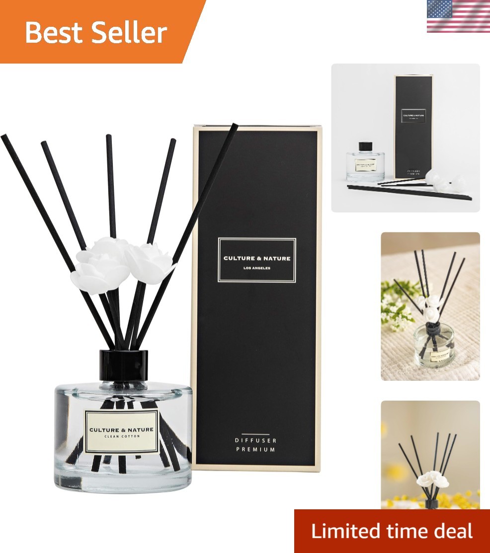 Reed Diffuser Set 6.7oz 200ml Clean Cotton Scented Diffuser with Sticks Home ...
