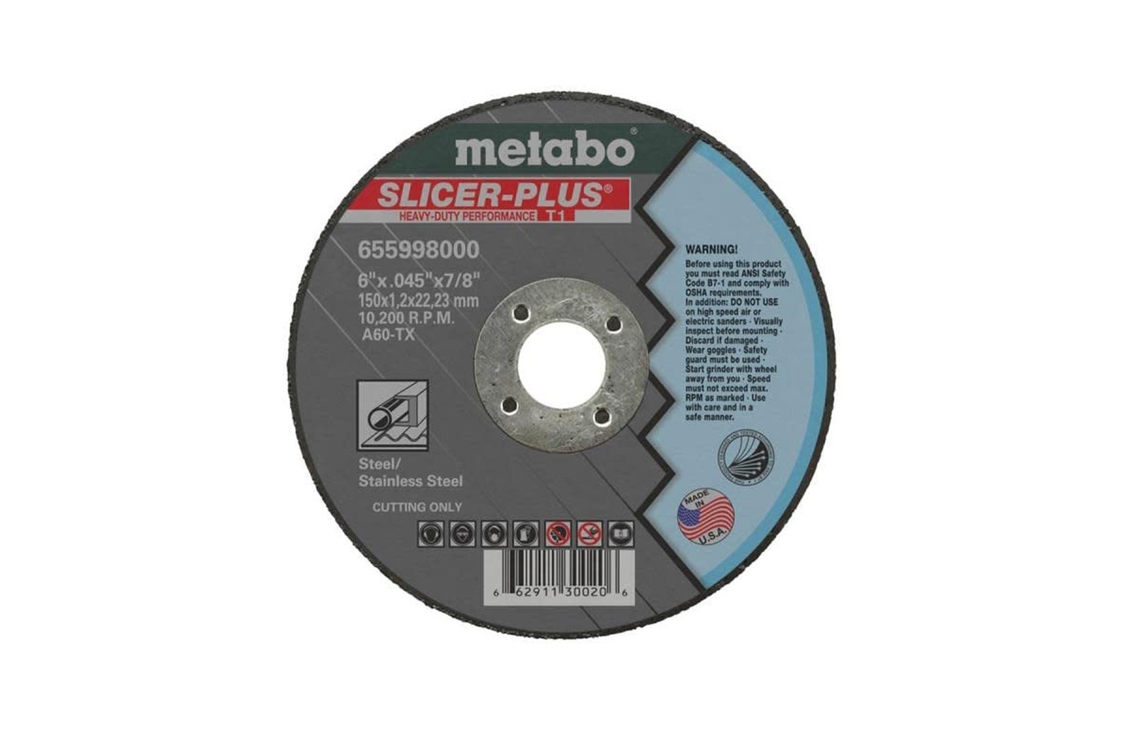 Metabo 4-1/2-inch Slicer Plus Wheel | Type 1 | 4.5" x .045" x 7/8" | A60TX | ...