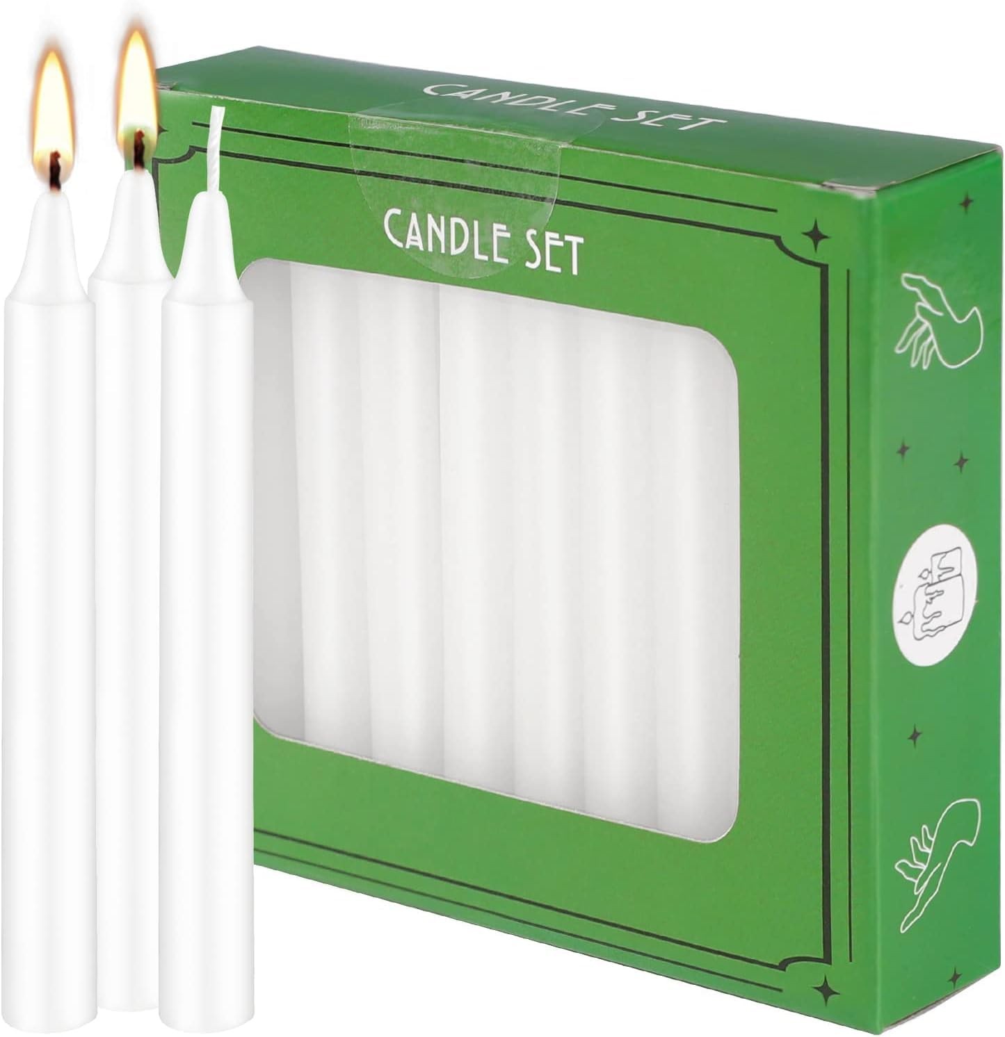 YOROXRG Set of 40 White Candles Mini Unscented Taper 4 inch, White-4" 40 