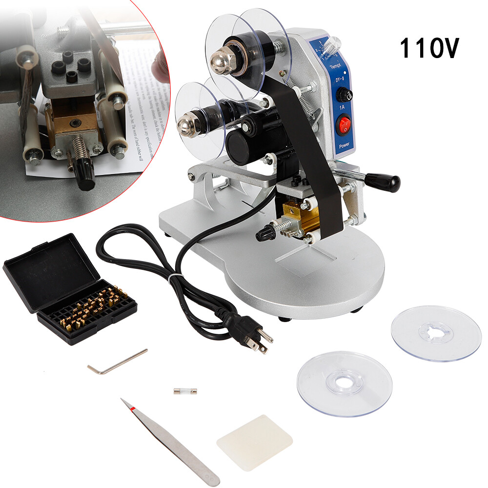 DY-8 Manual Ribbon Coding Hot Foil Stamping Machine Batch Date Code Printer 110V