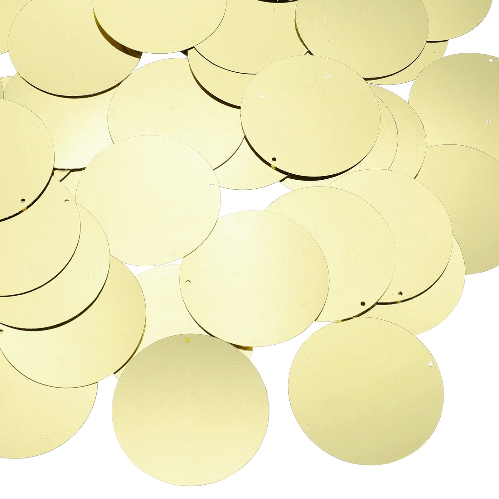 50 Pcs Flat Round Sequins, 50mm/2" Loose Paillettes, Light Gold, Silver Tone