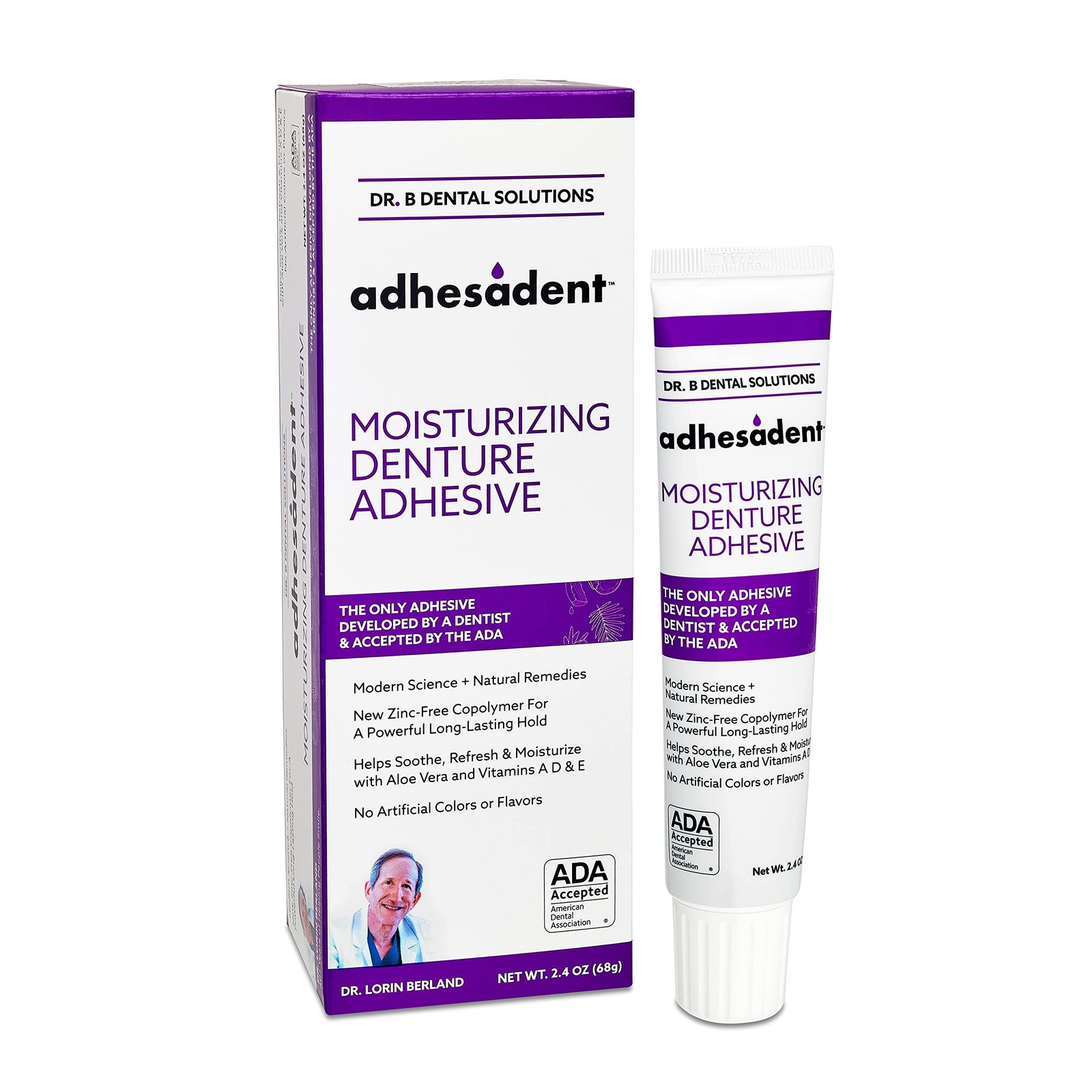 Adhesadent Moisturizing Denture Adhesive - Secure Denture Glue with Strong Gr...