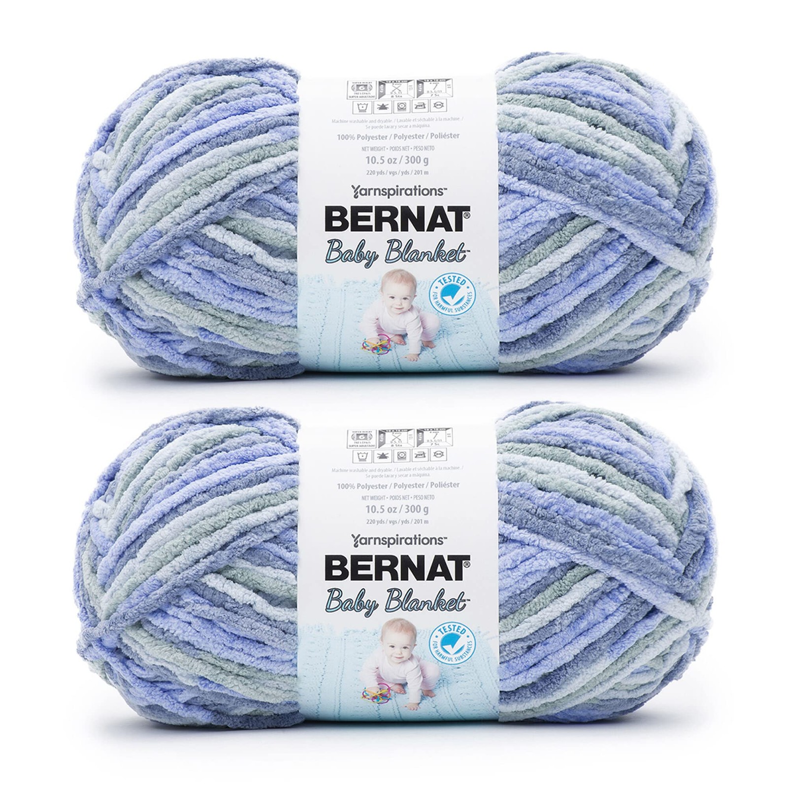 Bulky Yarn 2 Pack 300g 5oz Bernat Baby Blanket Lovely Blue 300g 10.5oz Polyester