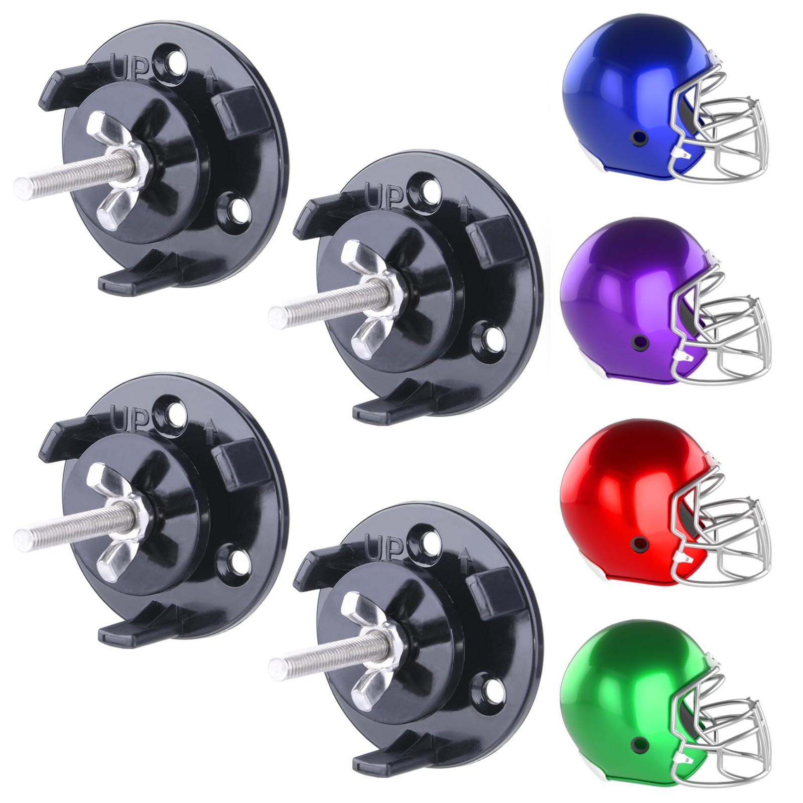 4 Pack Football Helmet Wall Mount Display Holder Hanger for Full or Black 