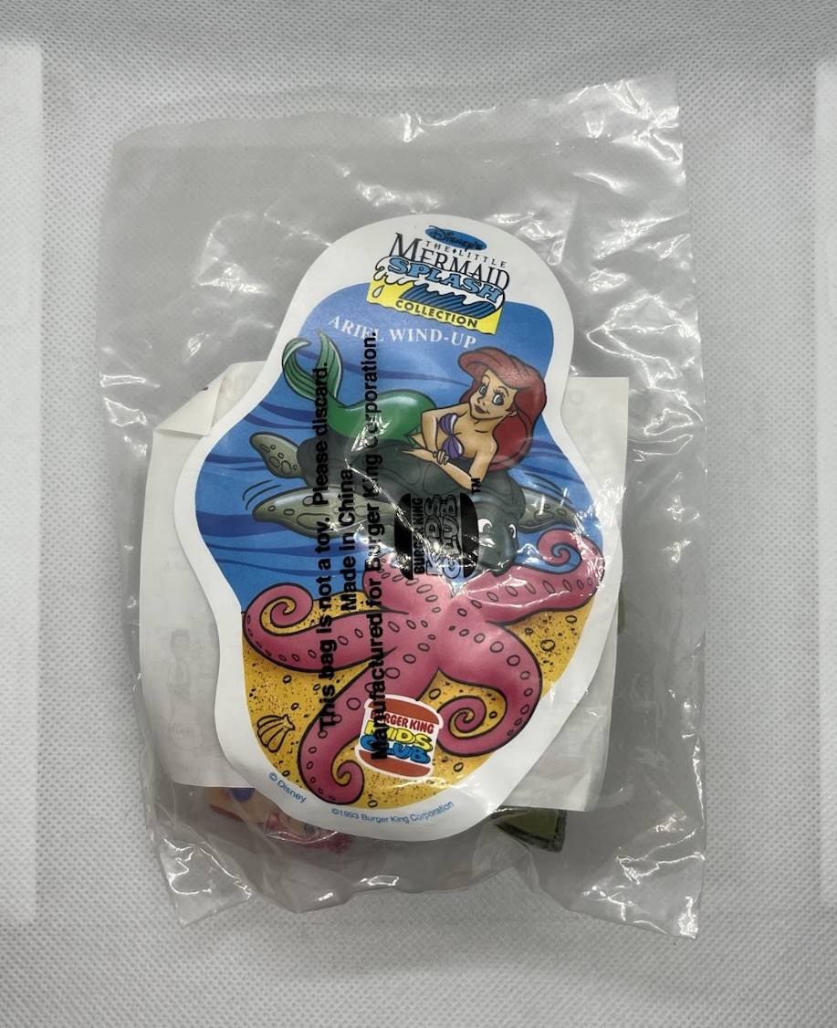 1993 Burger King Disney Little Mermaid Ariel Wind‑Up Toy Sealed NIP Vintage