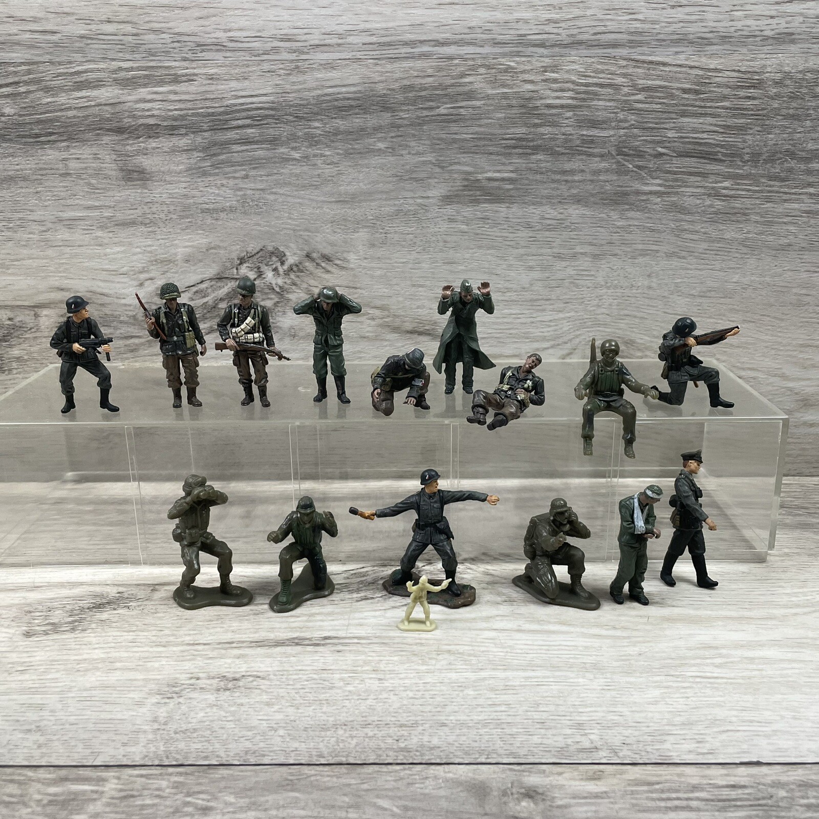 16 Vintage Military Toy Soldiers 1- 2” Tall