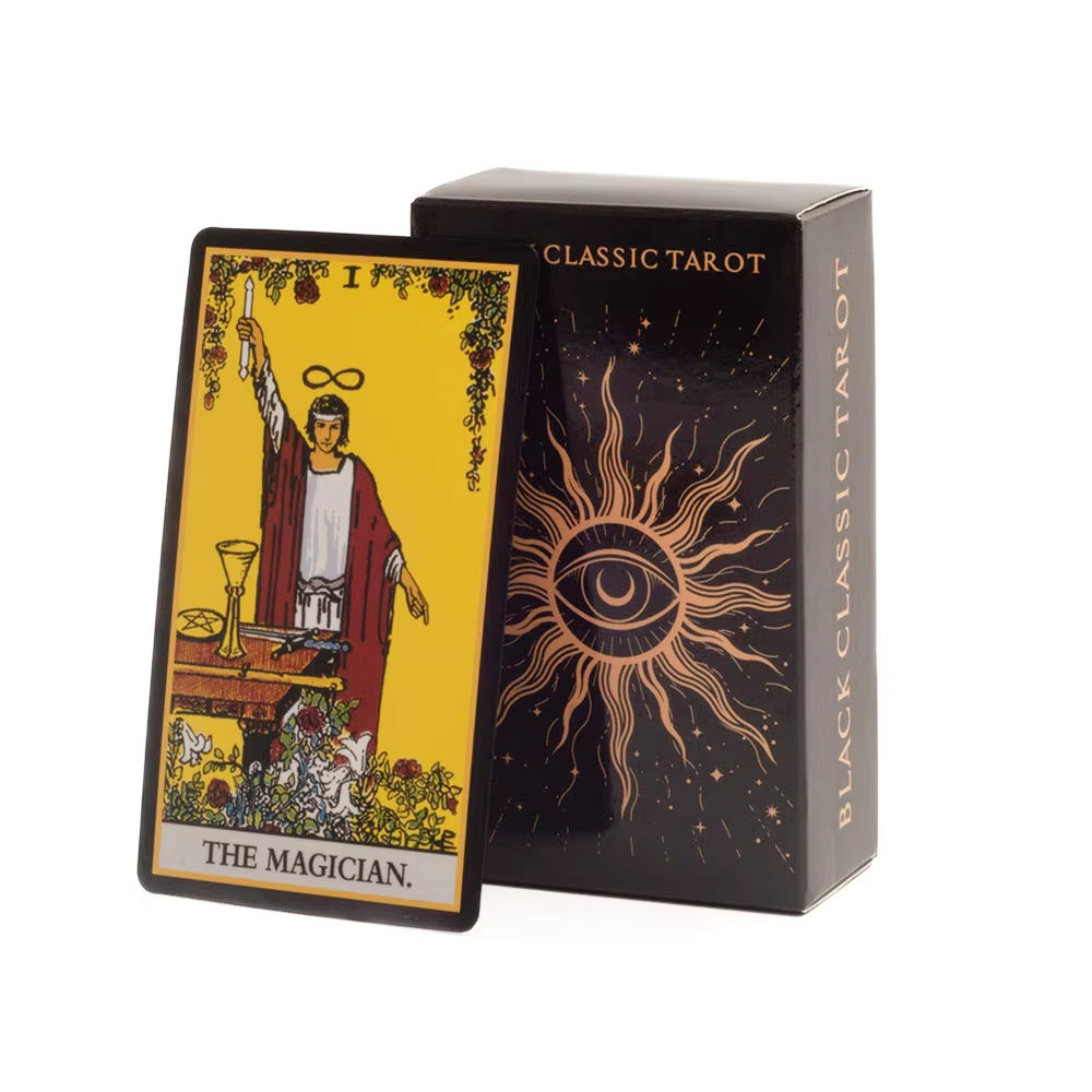 Black Classic Tarot Cards 78PCS Fortune Telling Deck with Guidebook Free Ship US