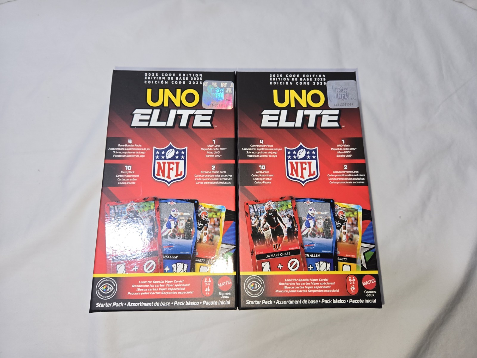 UNO NFL Elite 2024 Core Edition Card Starter Pack 2 Full Boxes
