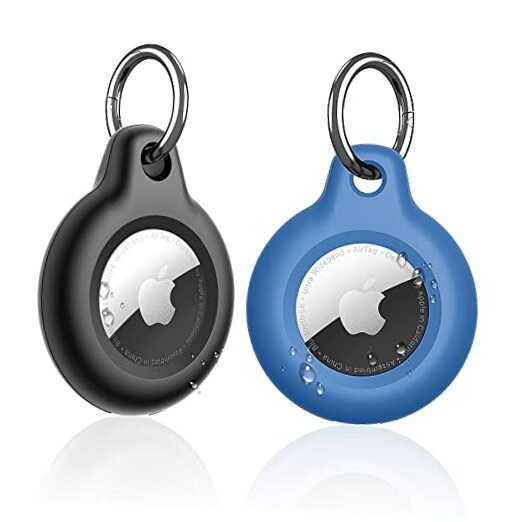  Waterproof Airtag Holder,Air Tag Keychain,Full Body 2 Pack Black/Blue