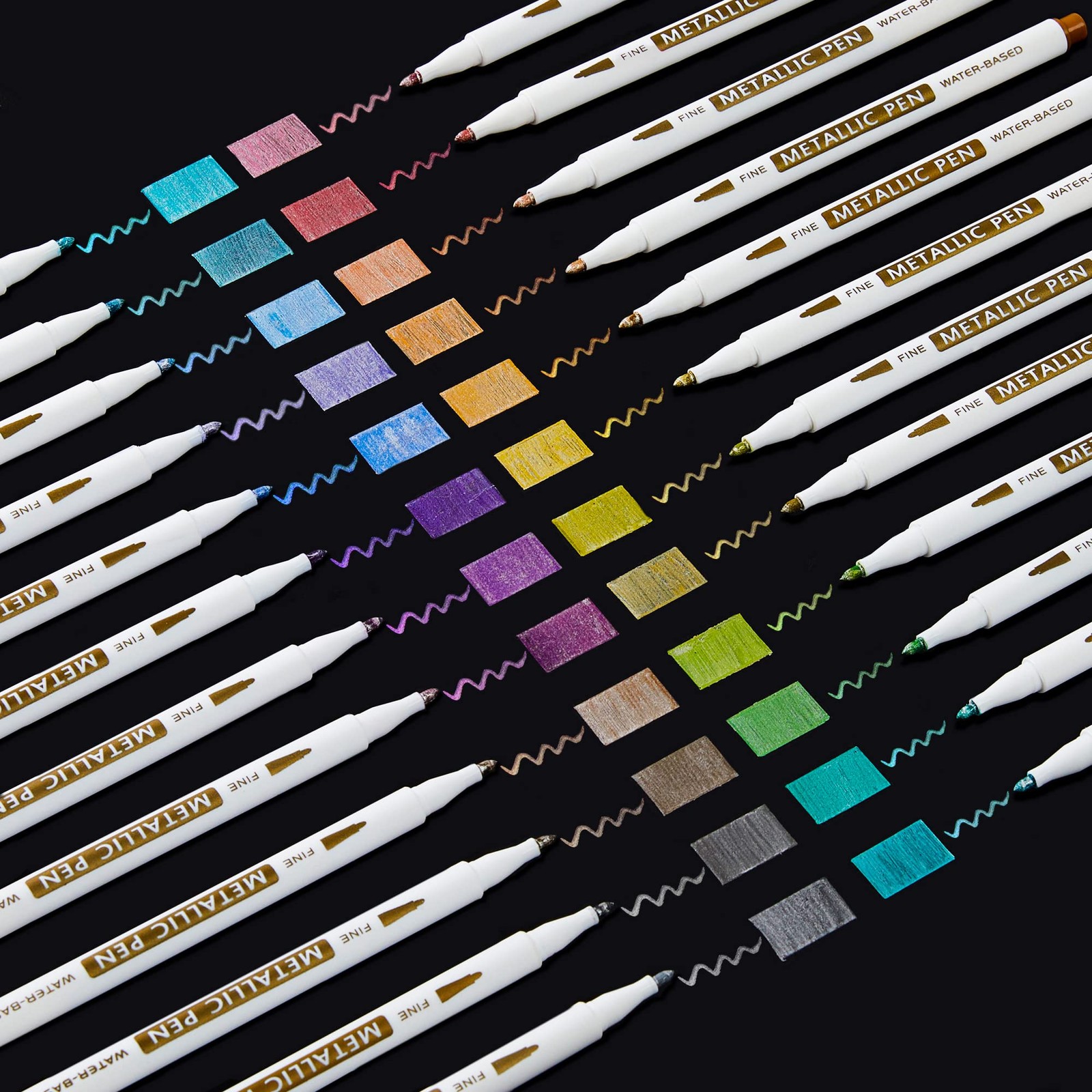 Shuttle Art Metallic Marker Pens, 24 Colors 1 Count (Pack of 24), 24 colors 