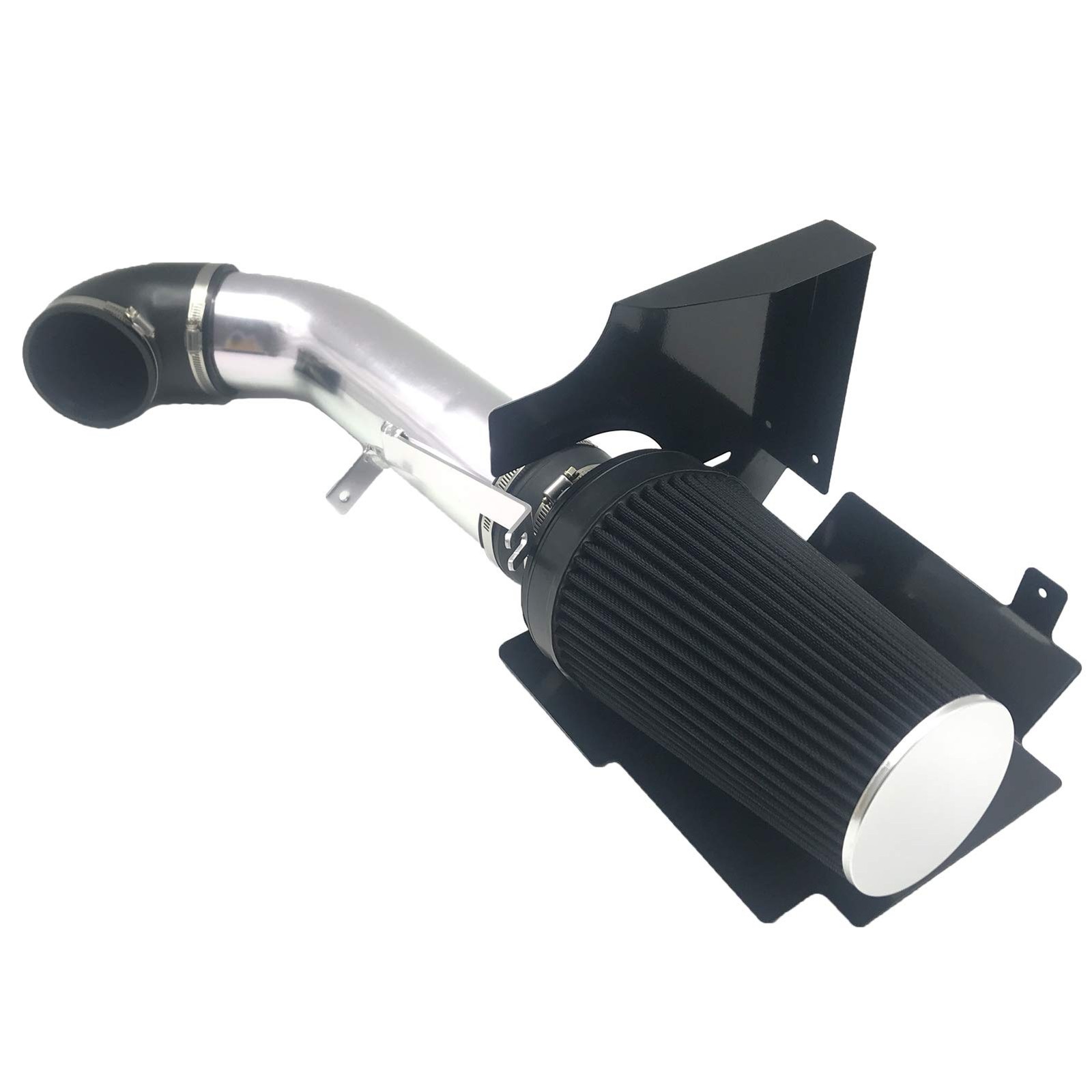 4 Inch Performance Cold Air Intake Filter Kit with Heat Shield Silver & Black 