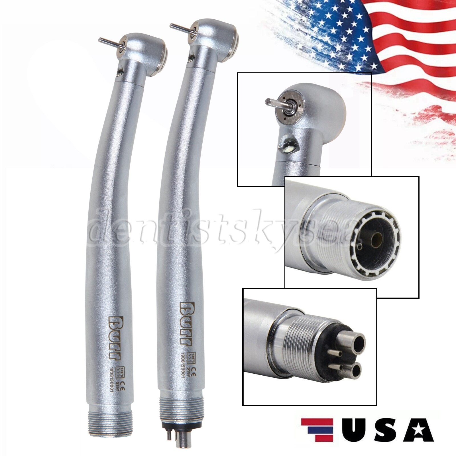 Dental Fiber Optic LED Egenerator high speed handpiece Turbine 2/4H UDM For NSK