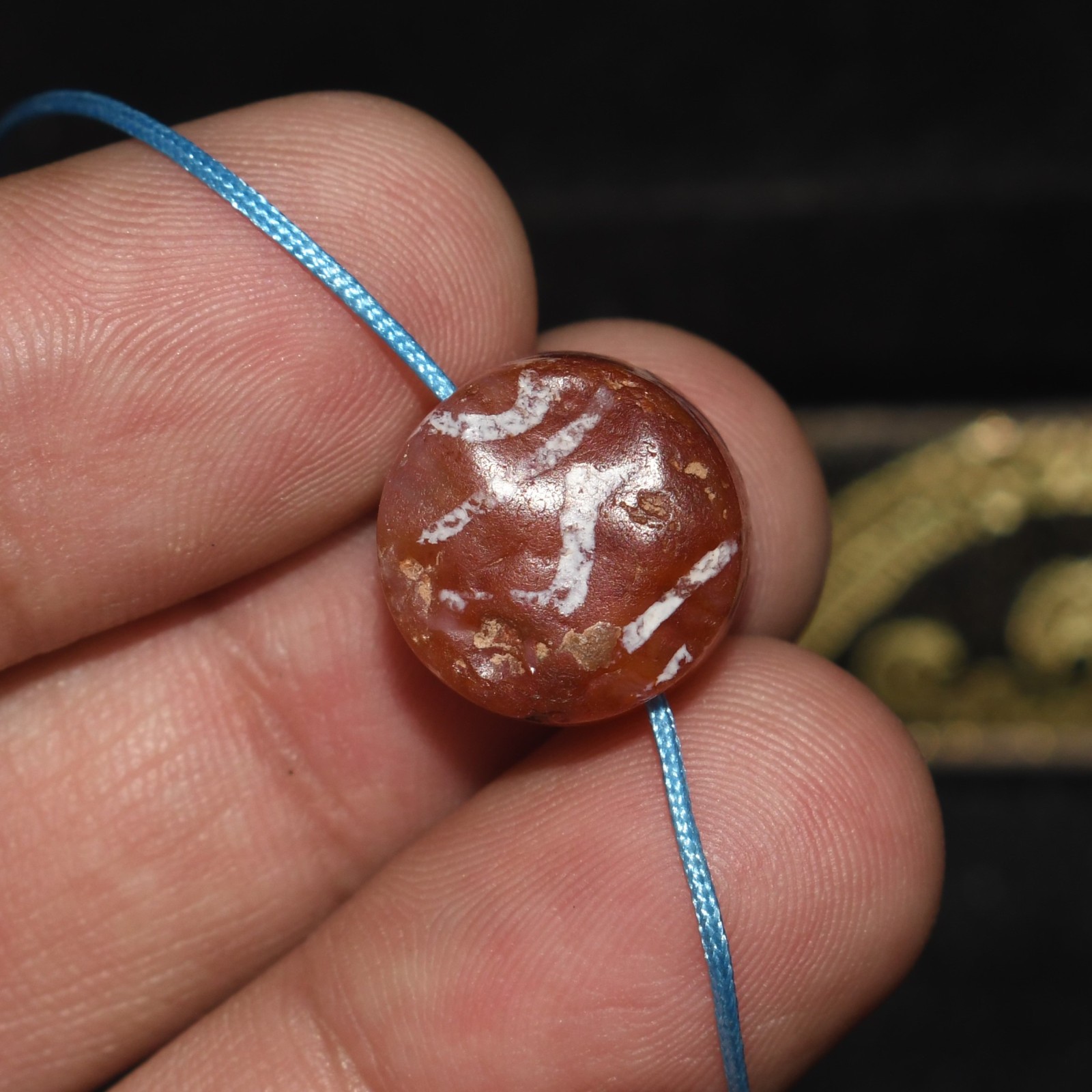 Genuine Ancient Pyu Etched Carnelian Bead with Rare Pattern in good Condition