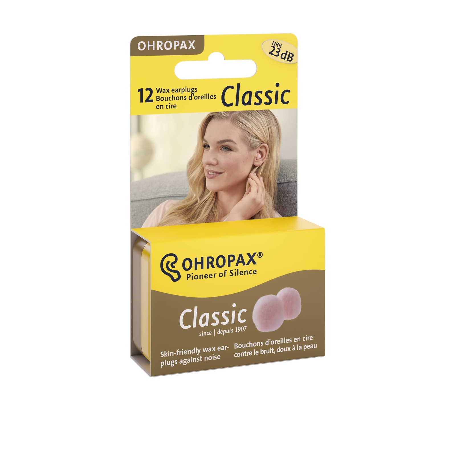 Ohropax Wax Ear Plugs, 12 Plug 12 Count (Pack of 1), Nude 