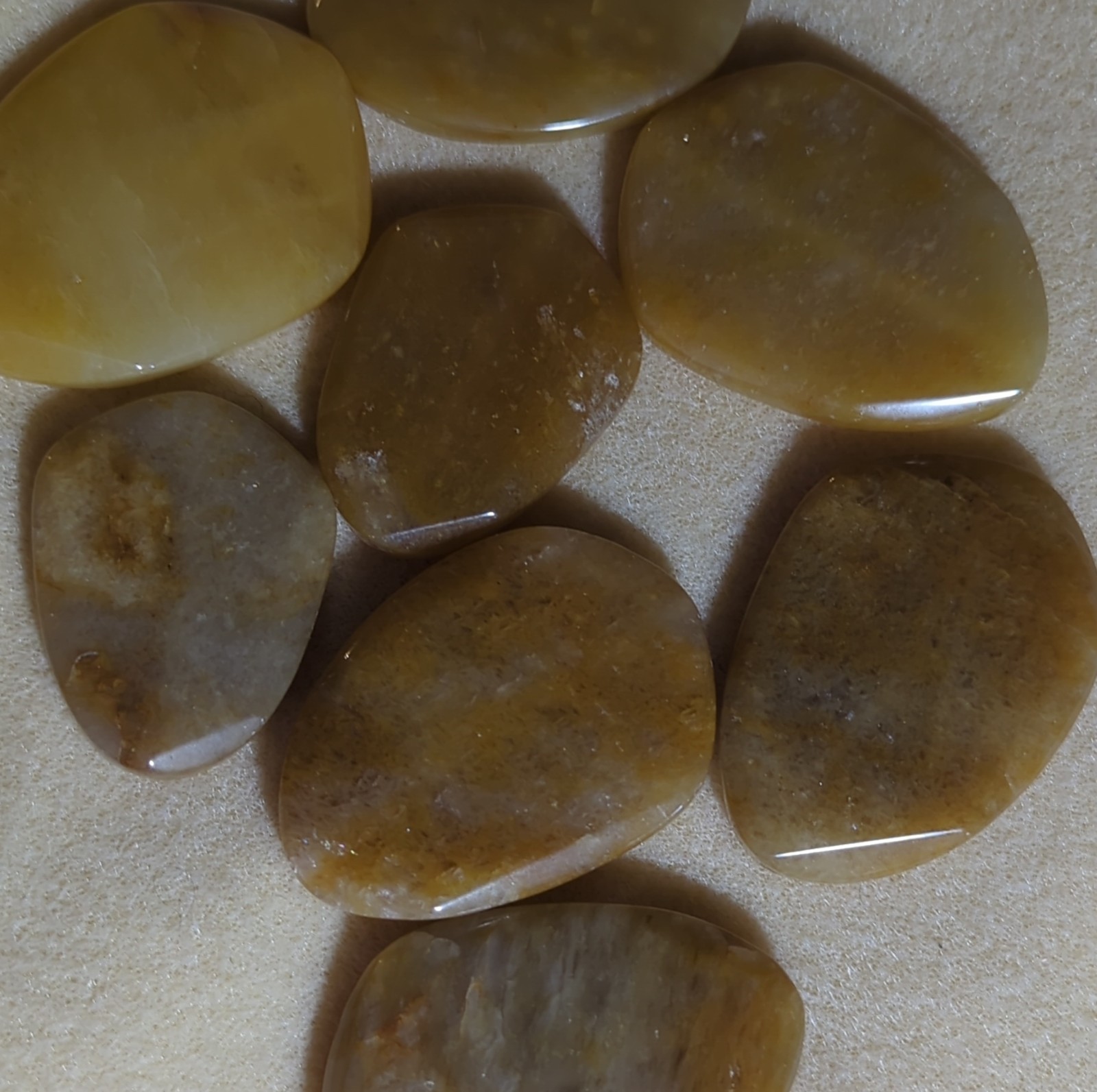 Brown Beige Agate Stone Beads for Jewelry Making - Set of 8 Polished