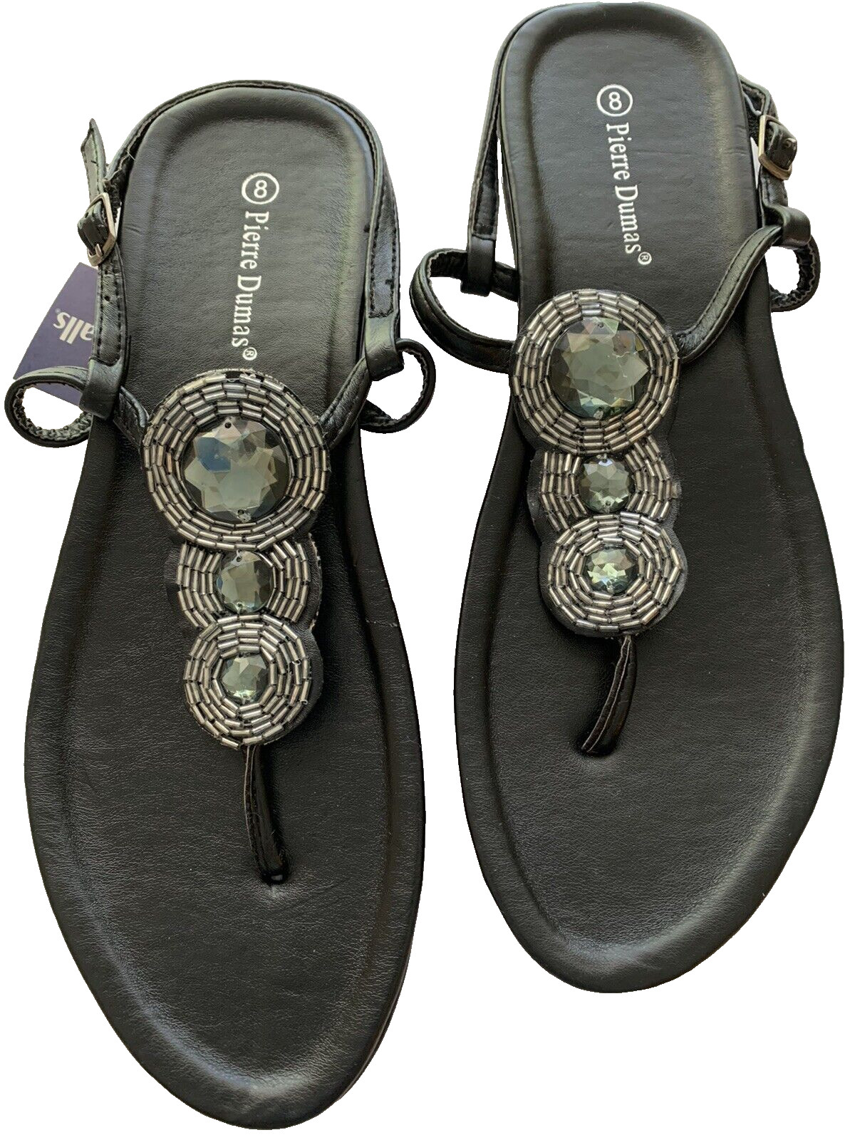 Sandals Rocking Rhinestone Thong type Ladies Pierre Dumas New Size 8 Flip Flops