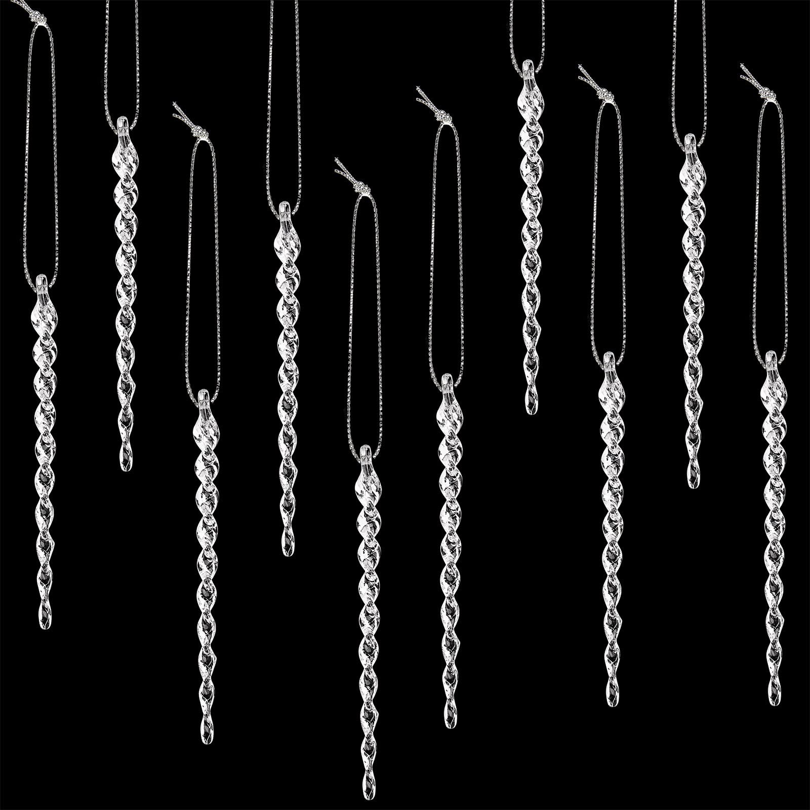 30 Pcs Christmas Plastic Icicle Twisted 5.12 Inch, Clear 