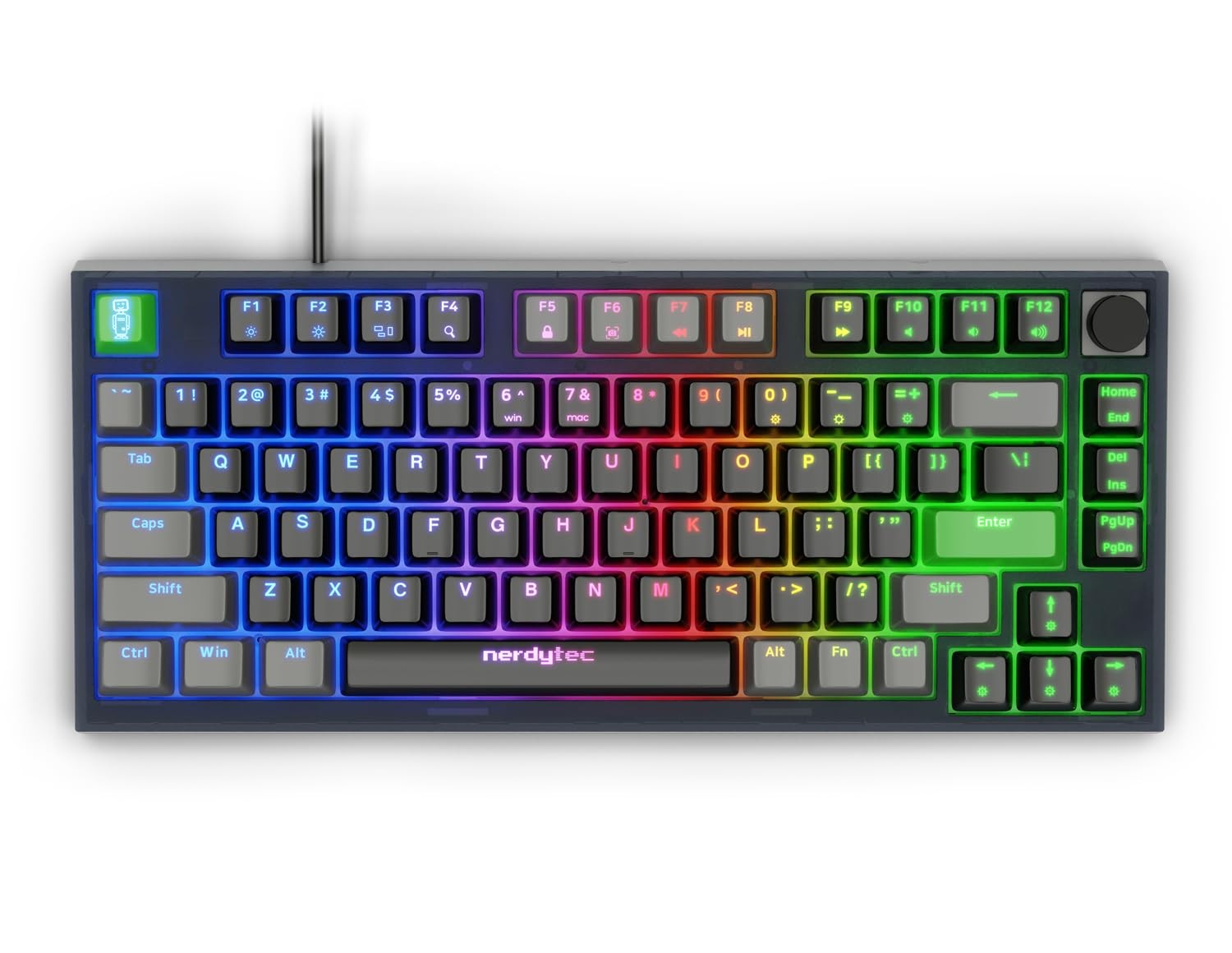 RGB Mechanical Gaming Keyboard Wired TKL Hot-Swappable Compact Design for Gamers