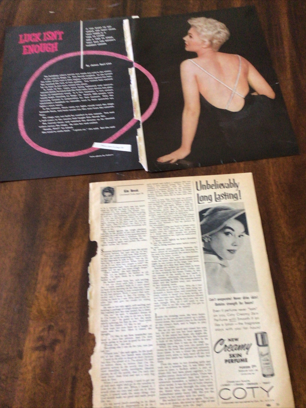 Kim Novak Clippings Original Vintage Magazine Article Luck Isn’t Enough