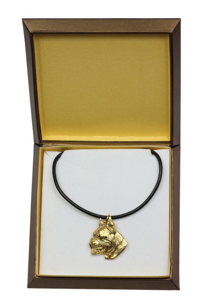 Boxer, German Boxer I - Collar IN Geschenkbox, Gilded Pendant Fo