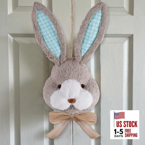  15 Inch Easter Door Decor Bunny Wreath - Easter Decorations 3D Realistic 