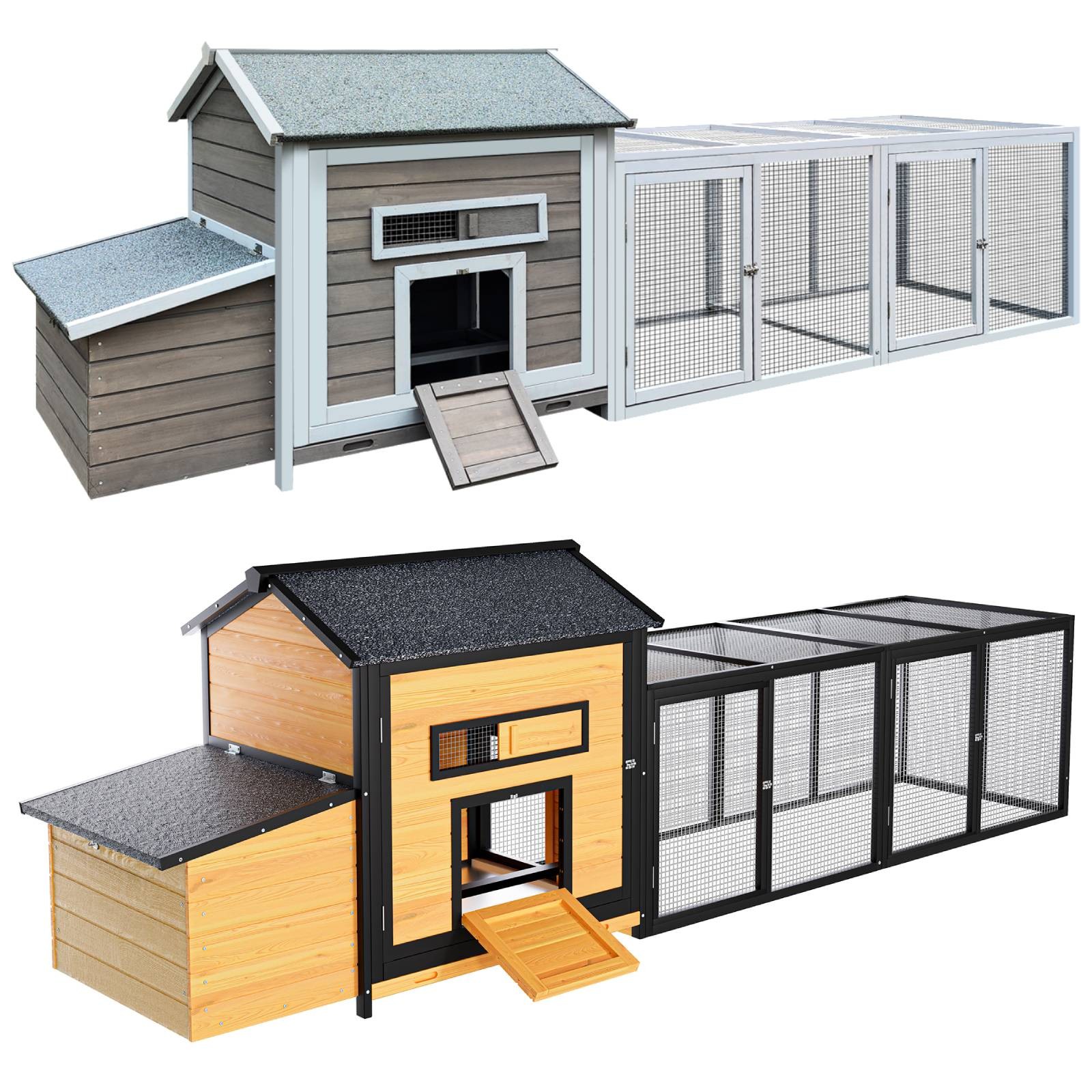 118" Large Wooden Chicken Coop Outdoor Hen House Poultry Cage with Nesting Box